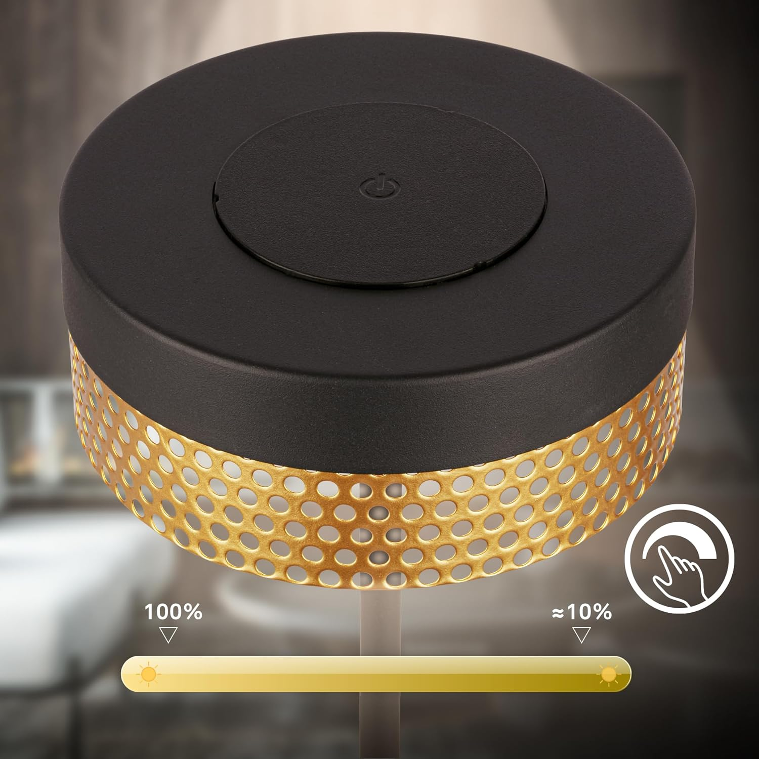 BRILONER - LED Table Lamp Wireless IP44 with Touch, Dimmable, Battery Replaceable, Bedside Lamp, Reading Lamp, LED Lamp, Decorative Lamp, Table Lamp, Battery Lamp, Outdoor Lamp, 16 X 35 Cm, Black/Gold - Black-Gold image number 5