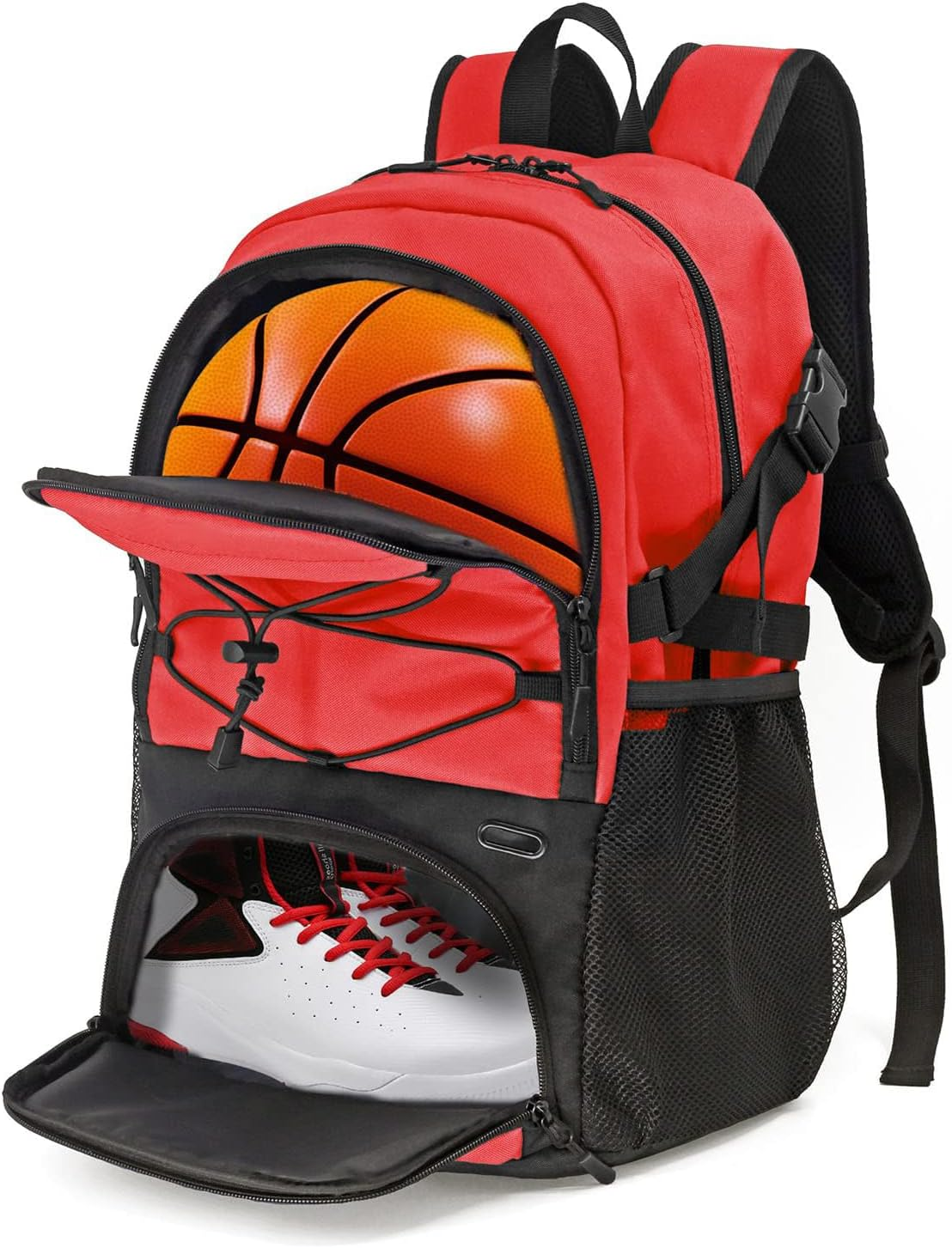 Basketball Backpack with Ball and Shoes Compartment Fit Volleyball, Soccer, Swim, Gym, Travel, and School, Large Capacity Sports Training Equipment Bags(Black)