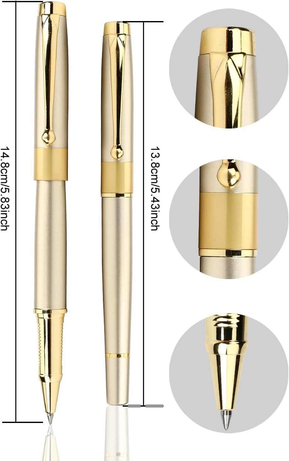 YIVONKA Ballpoint Pen Black Refill,Luxury Ballpoint Line Width 0.5Mm,Best Ball Pen Gift Set for Men & Women Professional Executive,Office,Nice Ballpens Classy Gift Box (Gold) - 2 Blue image number 3
