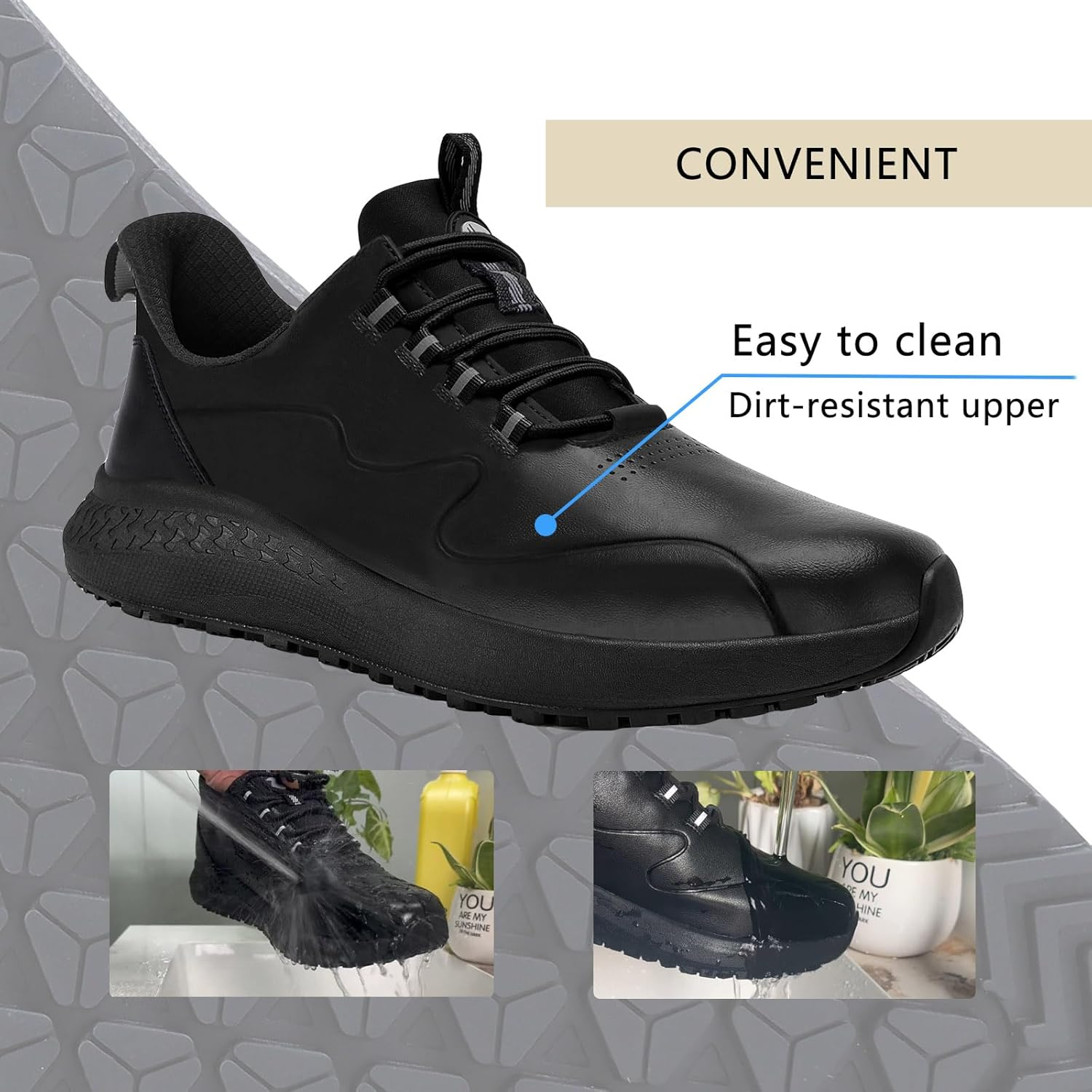 Delobi Non Slip Work Shoes for Men Slip on Waterproof Kitchen Chef Restaurant Walking Sneakers Comfortable Food Service Working Footwear Leather Nursing Shoe