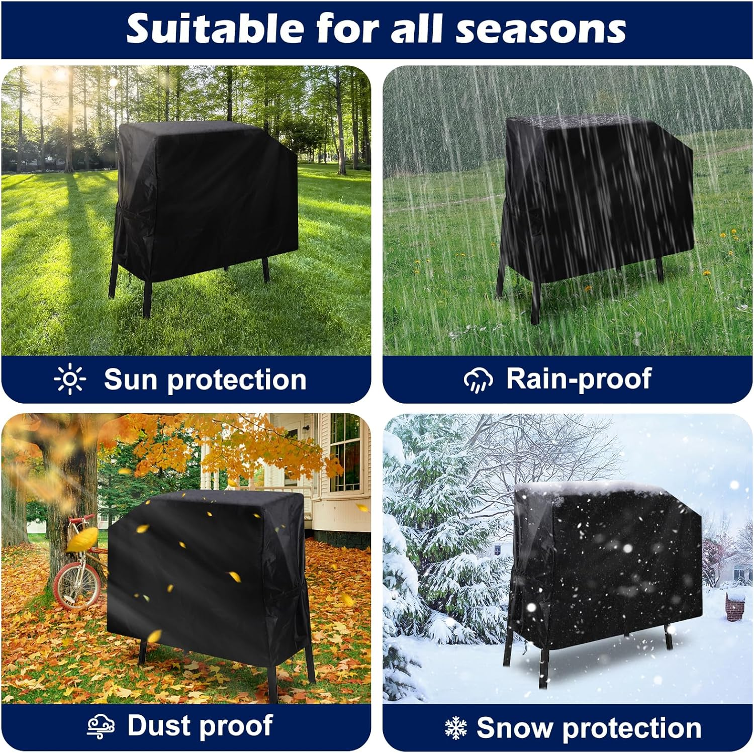 Griddle Grill Cover for Blackstone 22 Inch and 17 Inch with Hood and Stand, Waterproof UV Resistant Rip-Proof Material Griddle Cover - Black(Cover Only) image number 6