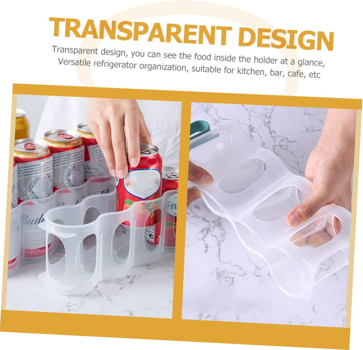 Beverage Can Organizer for Refrigerator 3-Pack Clear Plastic Can Holders Space-Saving Drink Storage Rack for Kitchen Bar Pantry image number 1