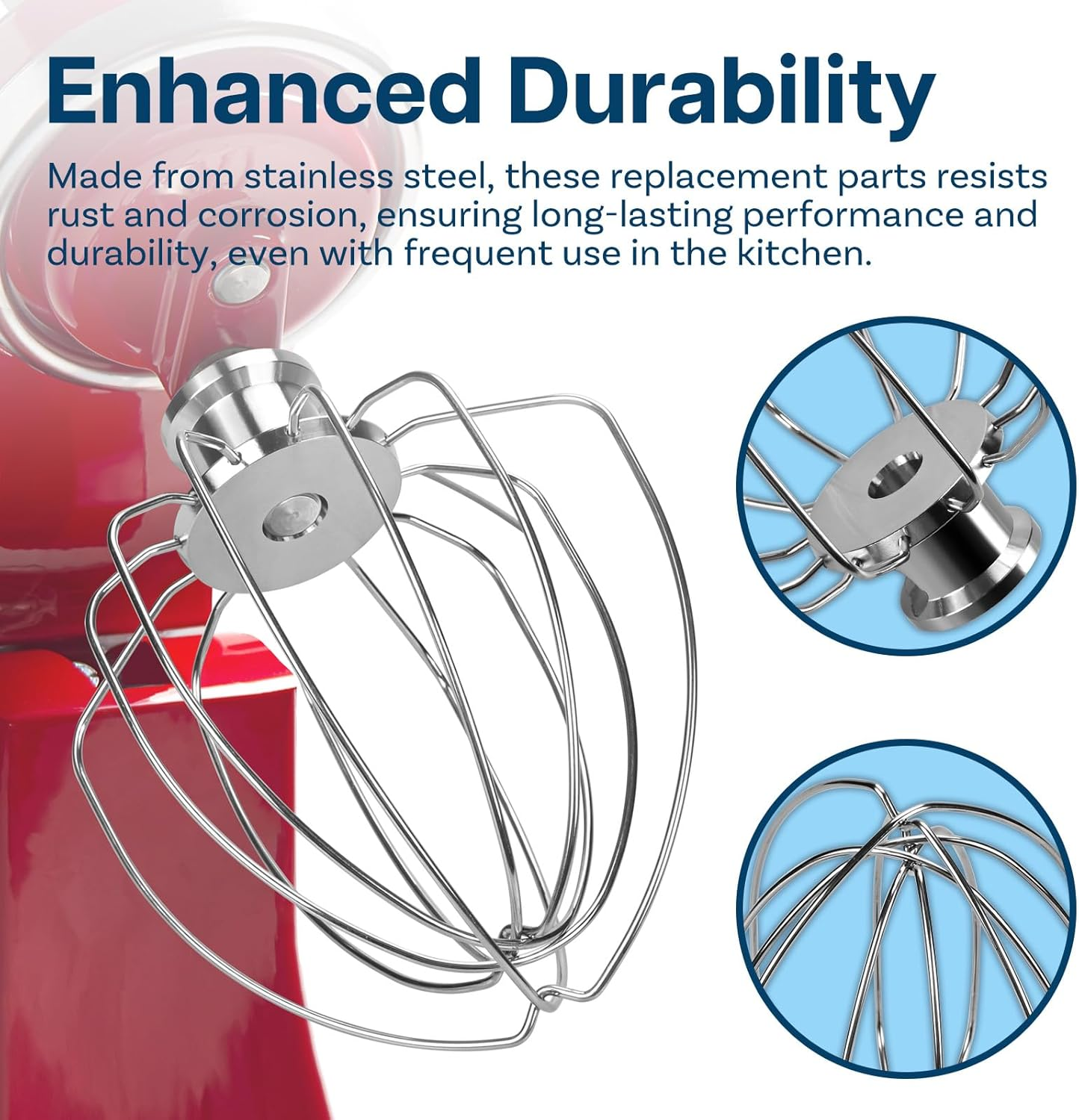 Stainless Steel 3 Piece Kit Attachments for Kitchenaid 4.5-5 Quart Tilt-Head Stand Mixers Artisan Series & Classic Series by MMOBIEL &ndash; K45 6-Wire Whip, Flat Beater and Dough Hook &ndash; Dishwasher Safe