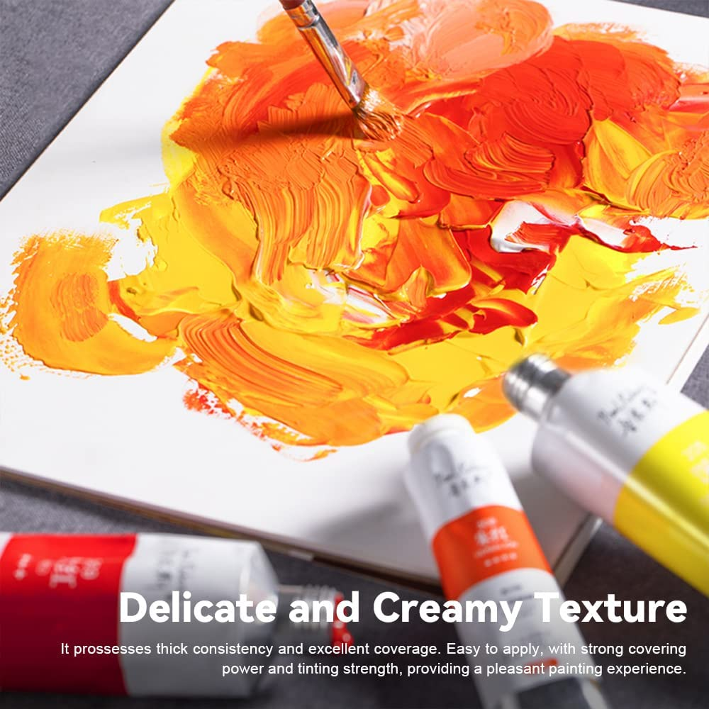 Paul Rubens Oil Paint, 20 Bright Oil Colors with High Saturation, 50Ml Large Capacity Tubes, Faster Drying Time with Creamy Texture and Consistency for Artists, Students, Beginners - 50 Ml X 12 Colours image number 3