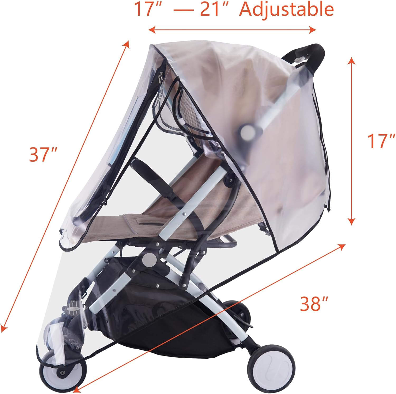 Bemece Stroller Rain Cover, Universal Stroller Accessory, Baby Travel Weather Shield for Summer, Windproof Waterproof, Protect from Dust Snow - Double Protection image number 5