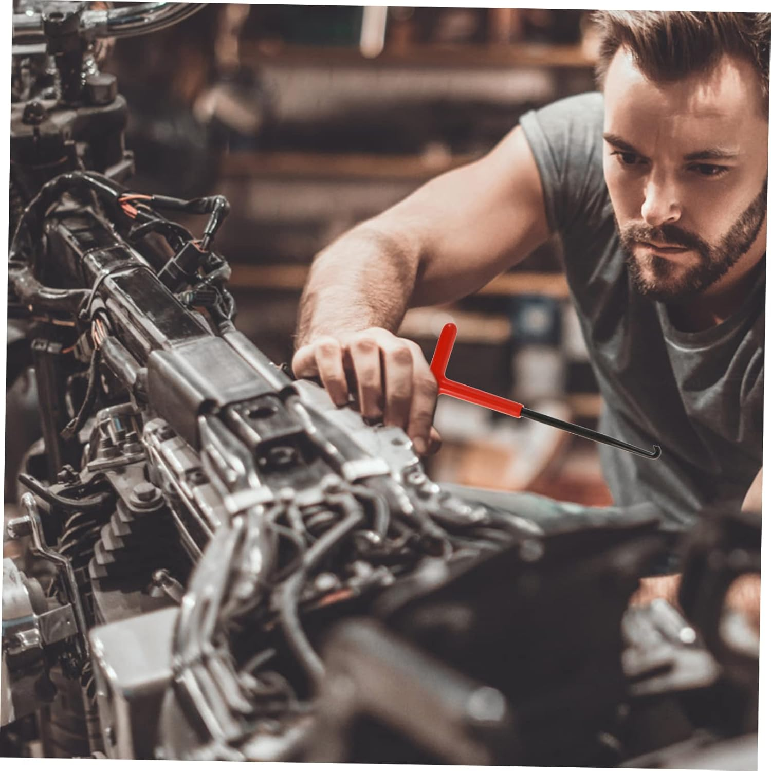 CHILDWEET Professional Motorbike Exhaust Spring Hook Puller Tool 2Pcs Set Steel Practical Spring Hook for Motorcycle Exhaust Repair and Maintenance image number 6