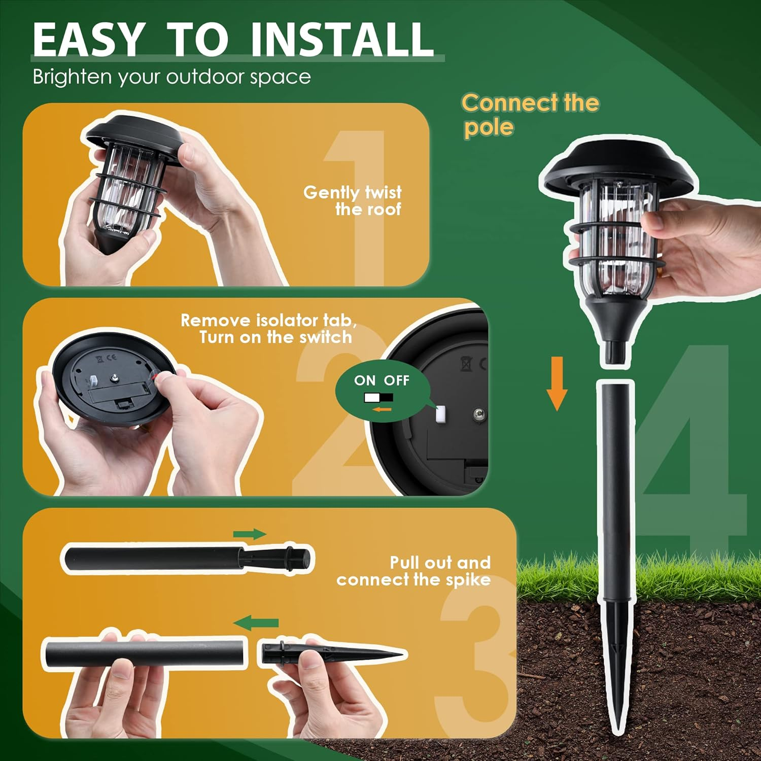 Solar Outdoor Lights 8 Pack Waterproof Garden Pathway Lighting for Yard, Patio, Driveway,Walkway Solar Powered Landscape Lights (Cold White) image number 5