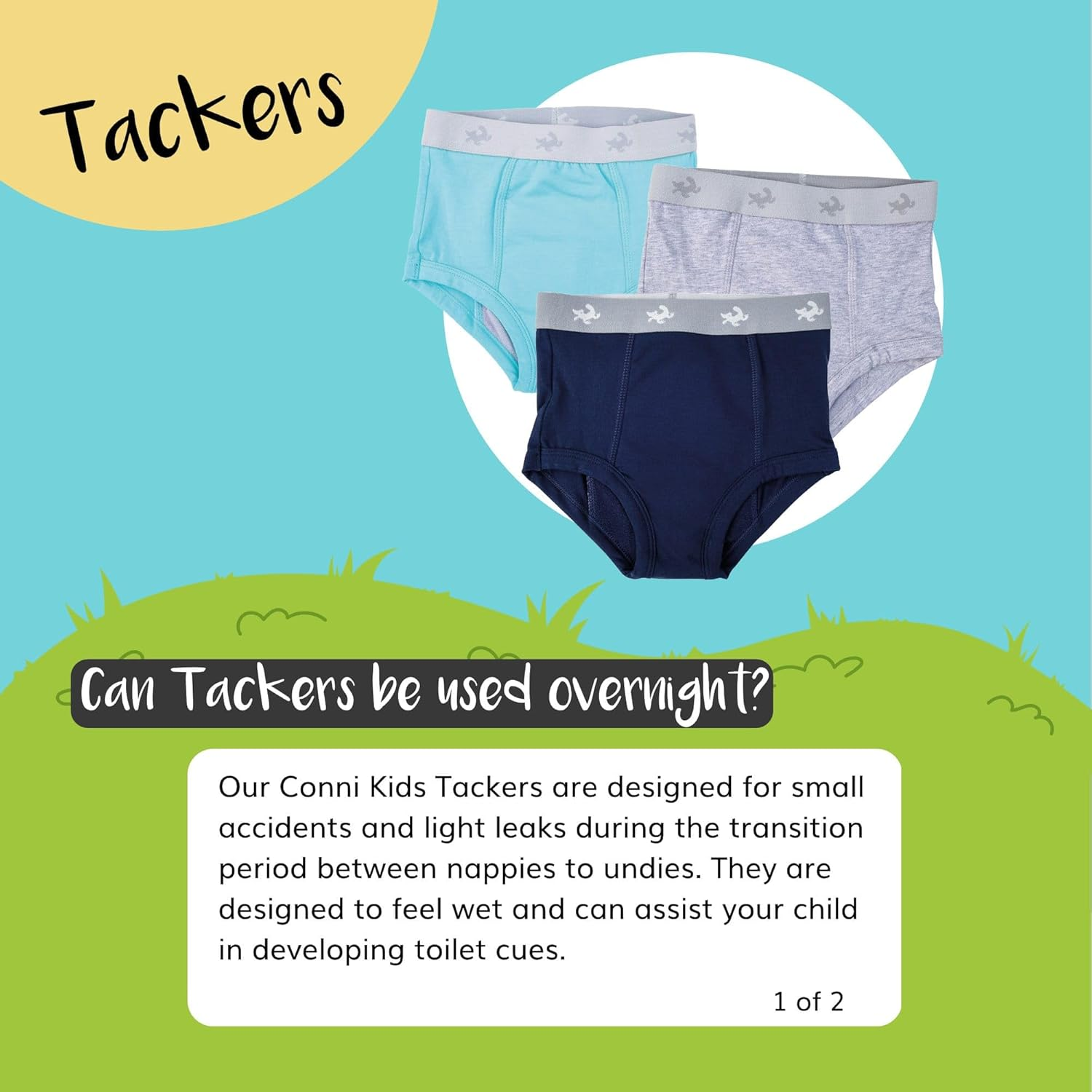 Conni Kids Tackers Sports Washable Pull up Boxer Pants for Toilet Training and Youth Incontinence - 3 Pack - Navy 4-6 image number 1