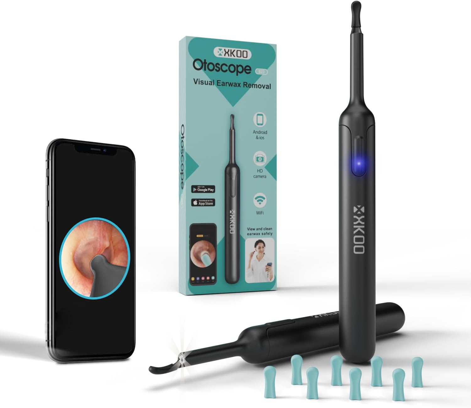 S23 Earwax Removal Camera, Ear Wax Removal Tool 1080P FHD Video, Earwax Removal Kit with 8 Pcs Ear Set, 6 LED Lights Visual Ear Cleaner, Rechargeable Earwax Cleaner for Ios & Android image number 6