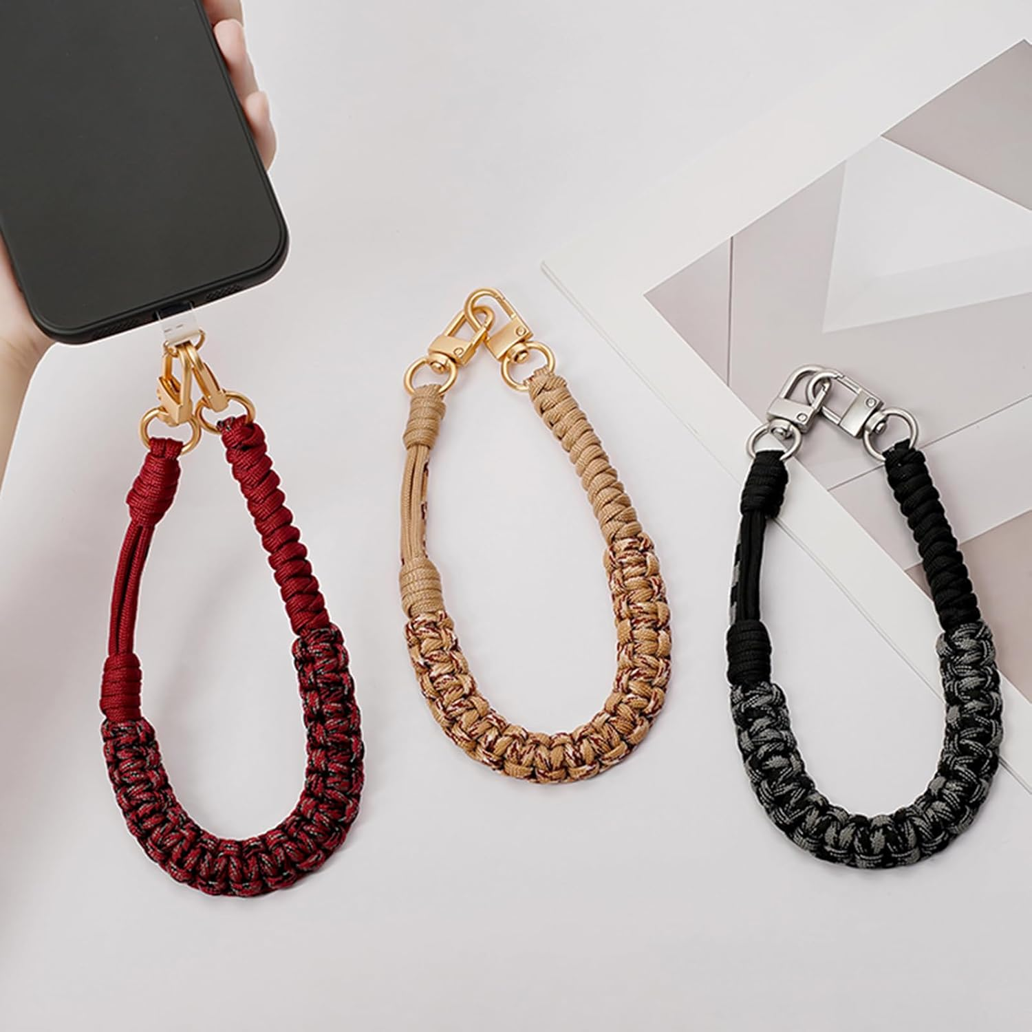 CHUQING Cell Phone Chain Short Wrist Cell Phone Strap Short Key Chain Bracelet Phone Wrist Lanyard image number 5