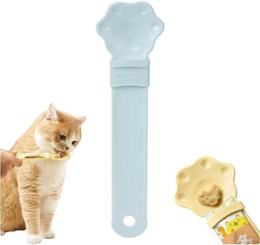 Cat Strip Feeder, Cat Strip Happy Spoon, Cat Wet Treat Squeeze Treat Spoon, Multi Functional Pet Spoons Cat Feeder, Pet Feeder Cat Strip Squeeze Spoon (Blue)