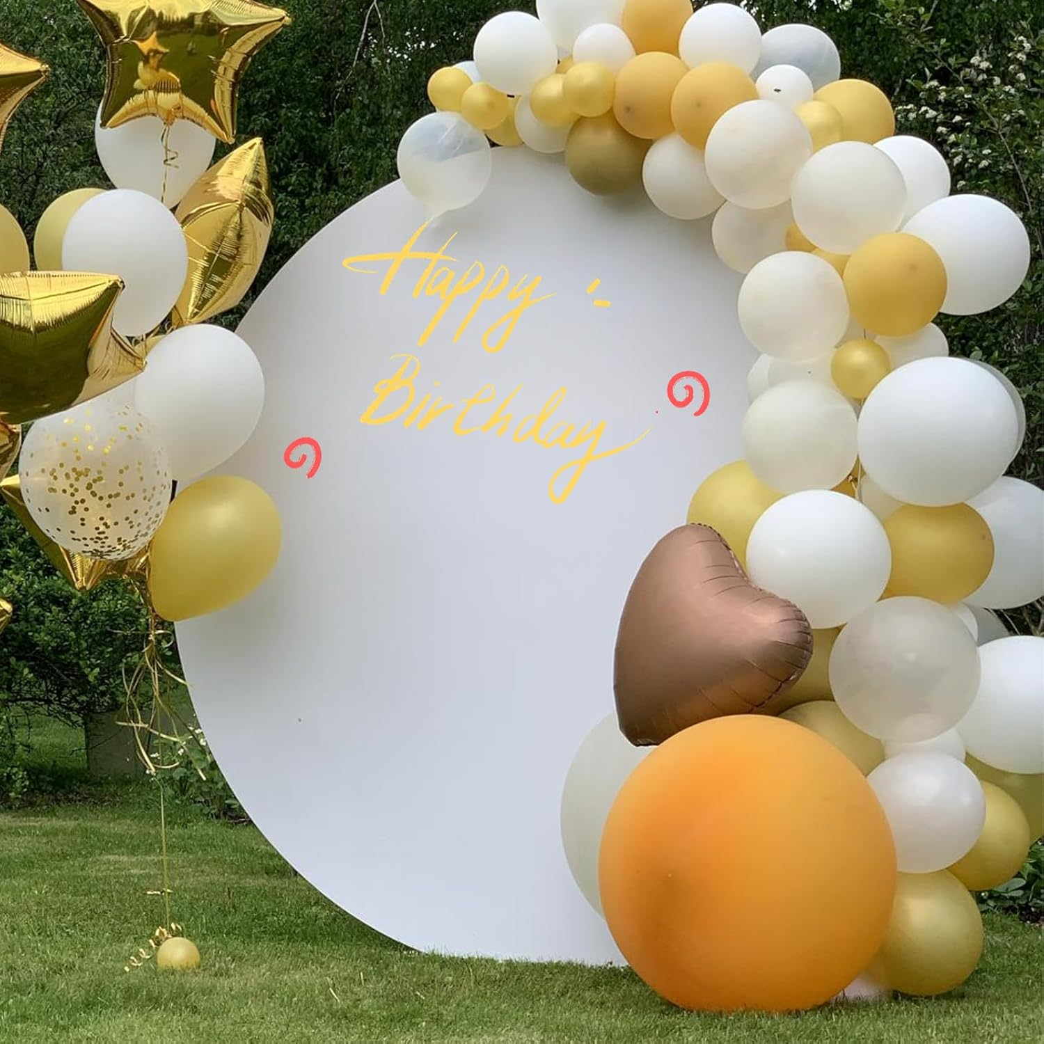 ZLHETWT round Backdrop Cover, Circle Arch Cover for Birthday Party Wedding Banquet D&eacute;cor (White, Polyester, 6.6Ft/2.2M) - White 2.2M image number 3