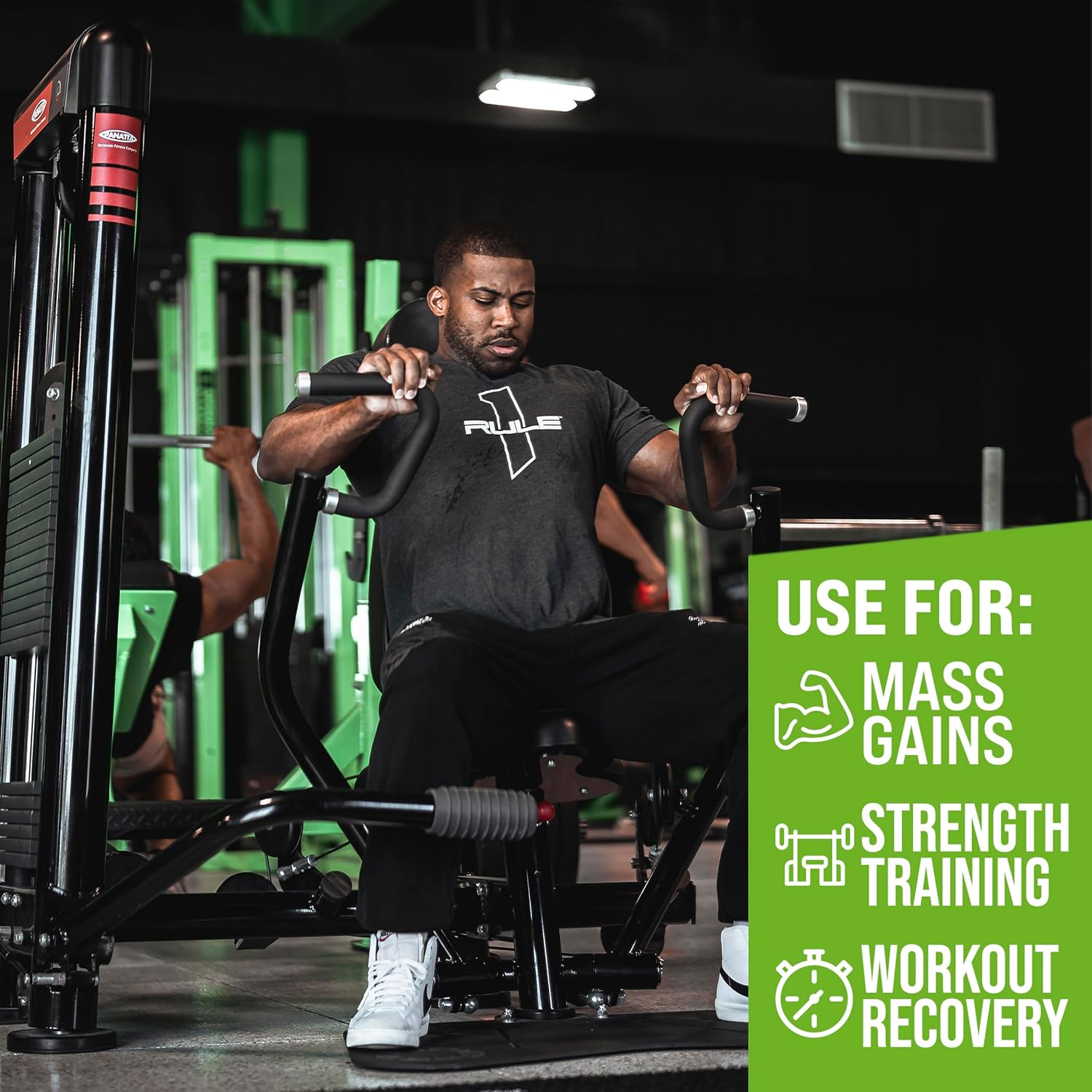 Rule 1 Mass Gainer High Calorie Weight Gainer Supplement 5.18 Kg, Strawberris & Cr&egrave;me (16 Servings) image number 1