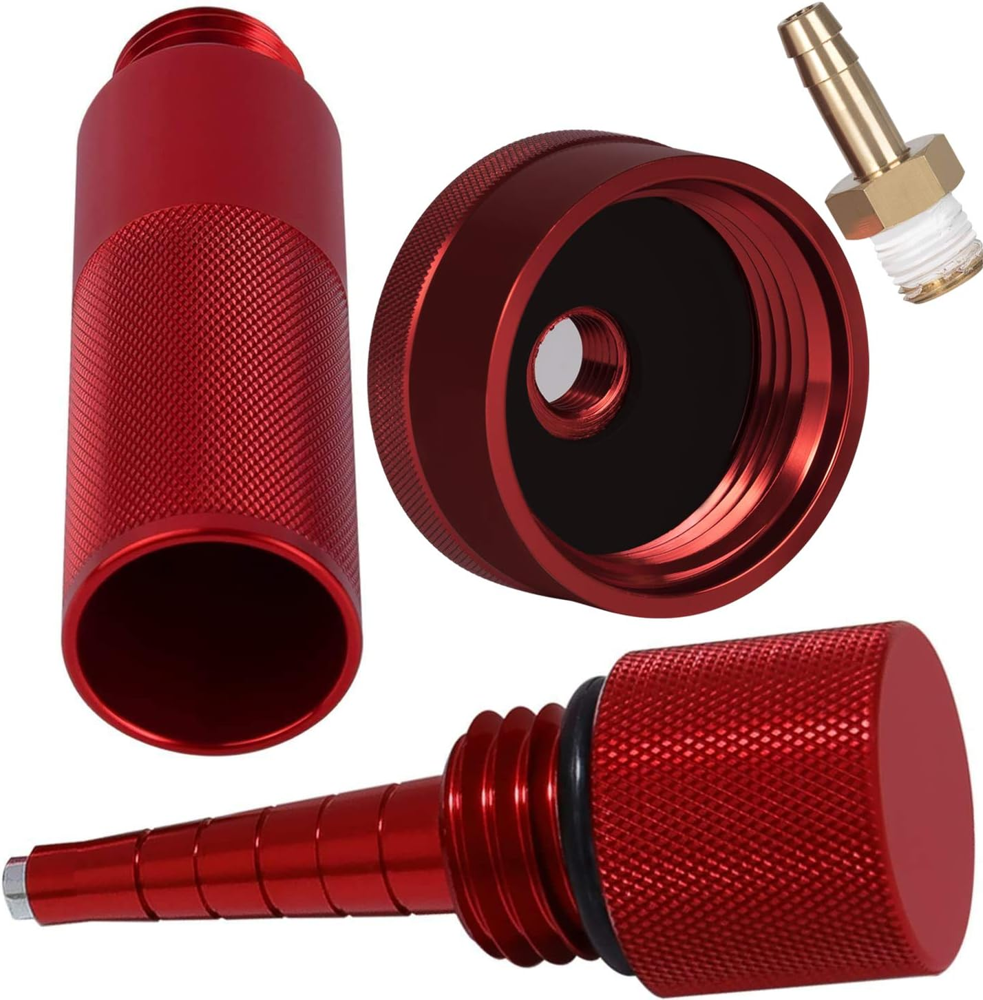 For Honda Eu3000I Eu2000I Eu1000I Generator Extended Run Gas Cap, Mess Free Oil Change Funnel & Magnetic Oil Dipstick Aluminum Red (Set of 3) image number 1