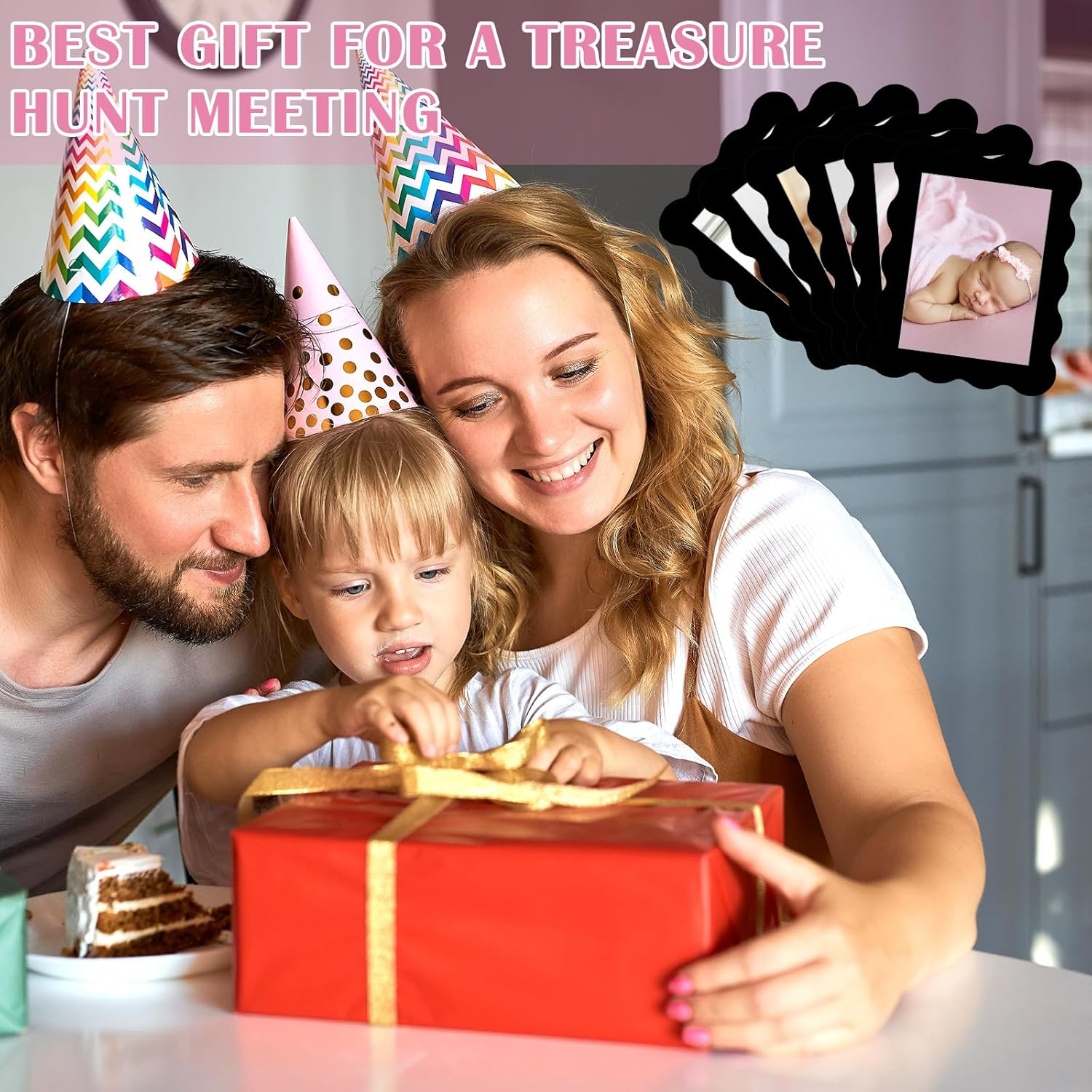 Kingdder 12 Pcs Scalloped Magnetic Picture Frame for Refrigerator 4 X 6 Black Reusable Picture Frame Magnets Decorative Photo Holders for Fridge Home School Office Kitchen Locker Decor image number 3