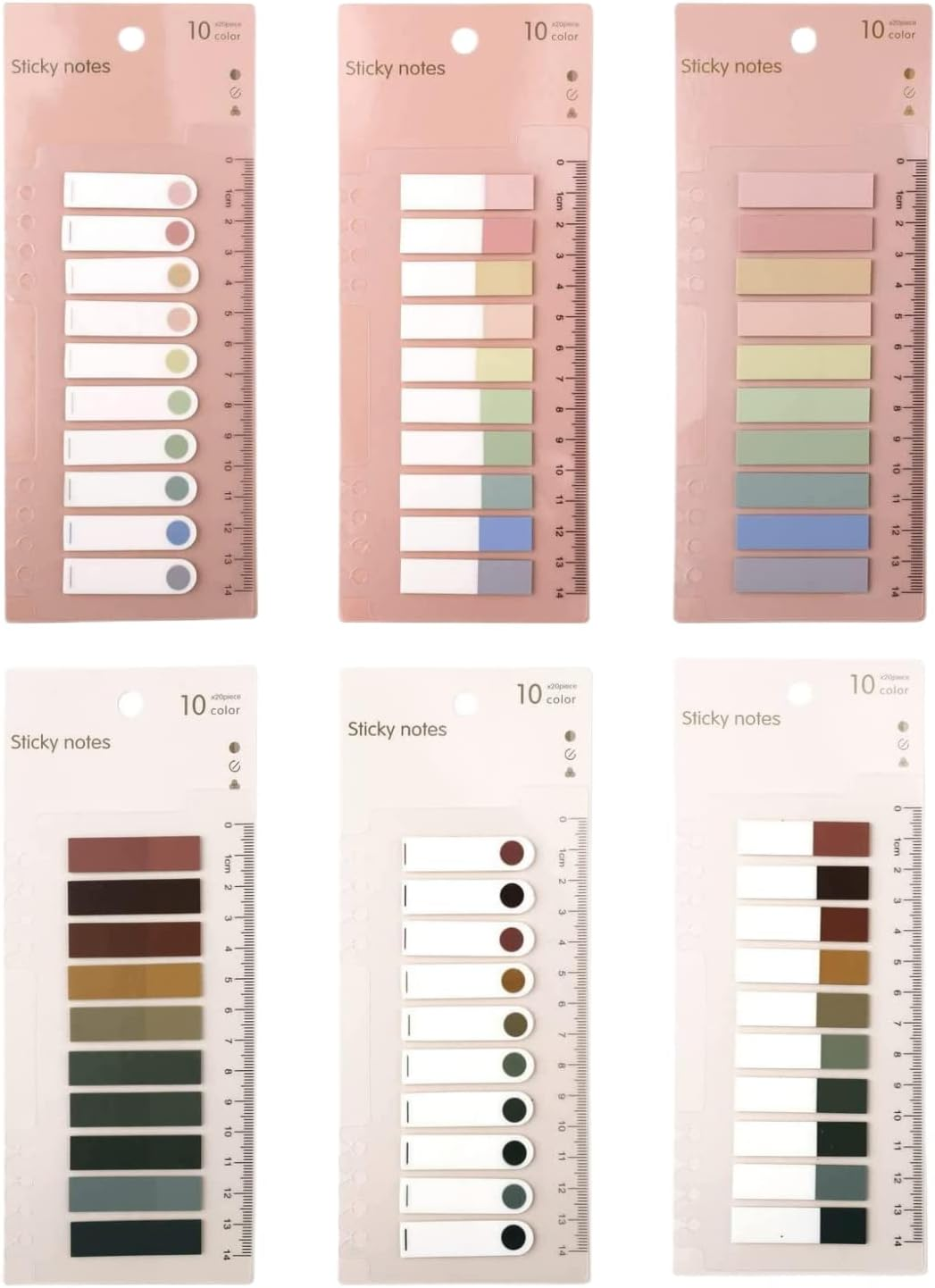 FLAFARY1200 Pcs Sticky Tabs Index Tabs Book Tabs Transparent Sticky Notes Writable and Multifunctional Tabs with Ruler Reminder Tabs for Page Markers or Book Reading Notes Sorting Files(6 Pack) image number 2