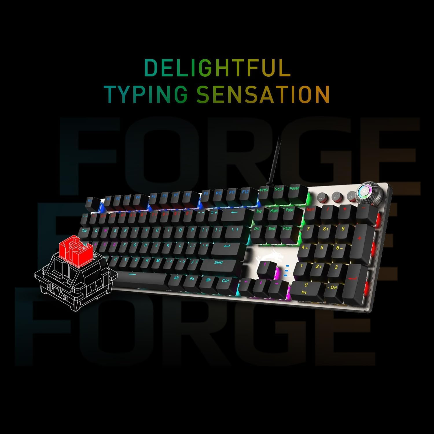 MSI Forge GK310 Combo RED US - Gaming RGB Hot Swappable Mechanical Keyboard & Forge Mouse Set, Anti-Ghosting, 7200 DPI Optical Sensor