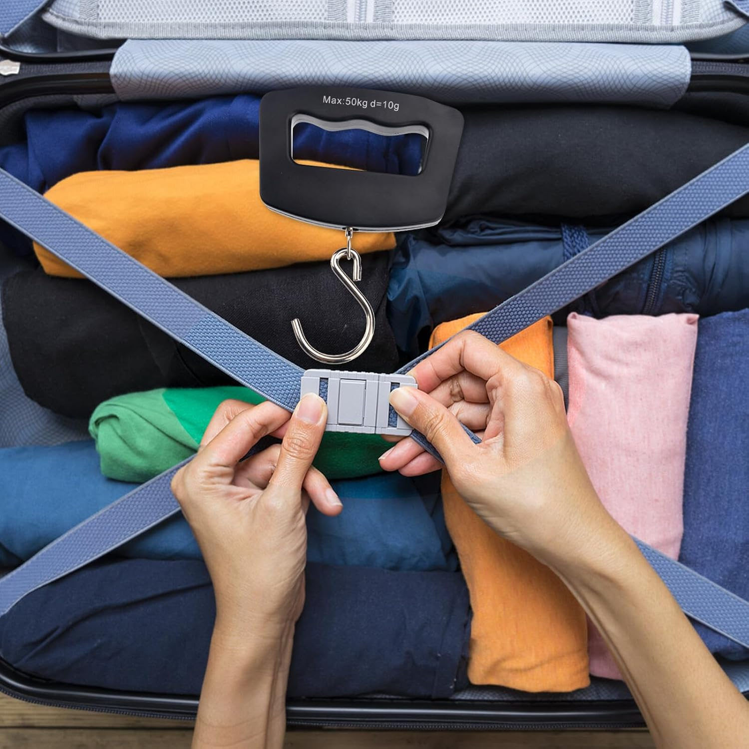 BCOATH 2PCS Portable Digital Luggage Scale with Backlit LCD High Precision Mini Travel Weigh Scale for Baggage with Secure Mouthshaped Handle Lightweight and Compact for Suitcases And image number 4