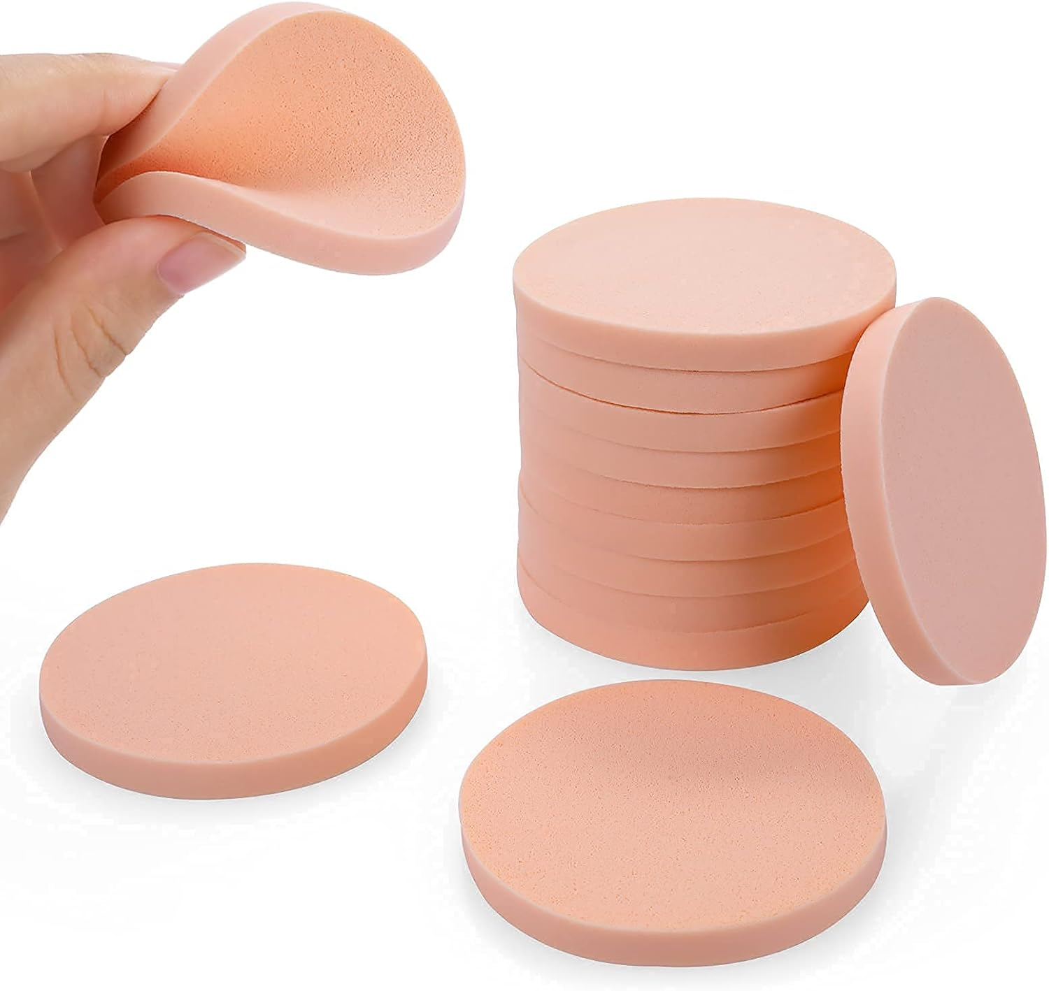 Molain round Sponge Puff Set,12 Pcs 2.2 Inch Facial Powder Puffs Foam Sponges for Liquid Foundation Makeup , Facial Cleansing image number 2