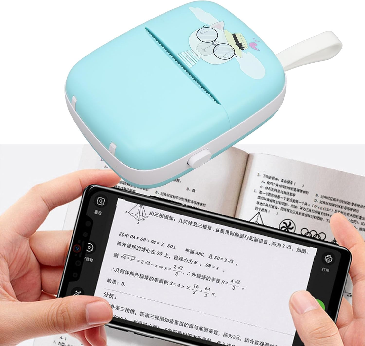 Printer, Portable Thermal Printer, Sticker Maker Machine Mini Printer, Label Printer Home Photo Scrapbook Small Printer for Learning Assistance, Study Notes, Picture (Blue) image number 4