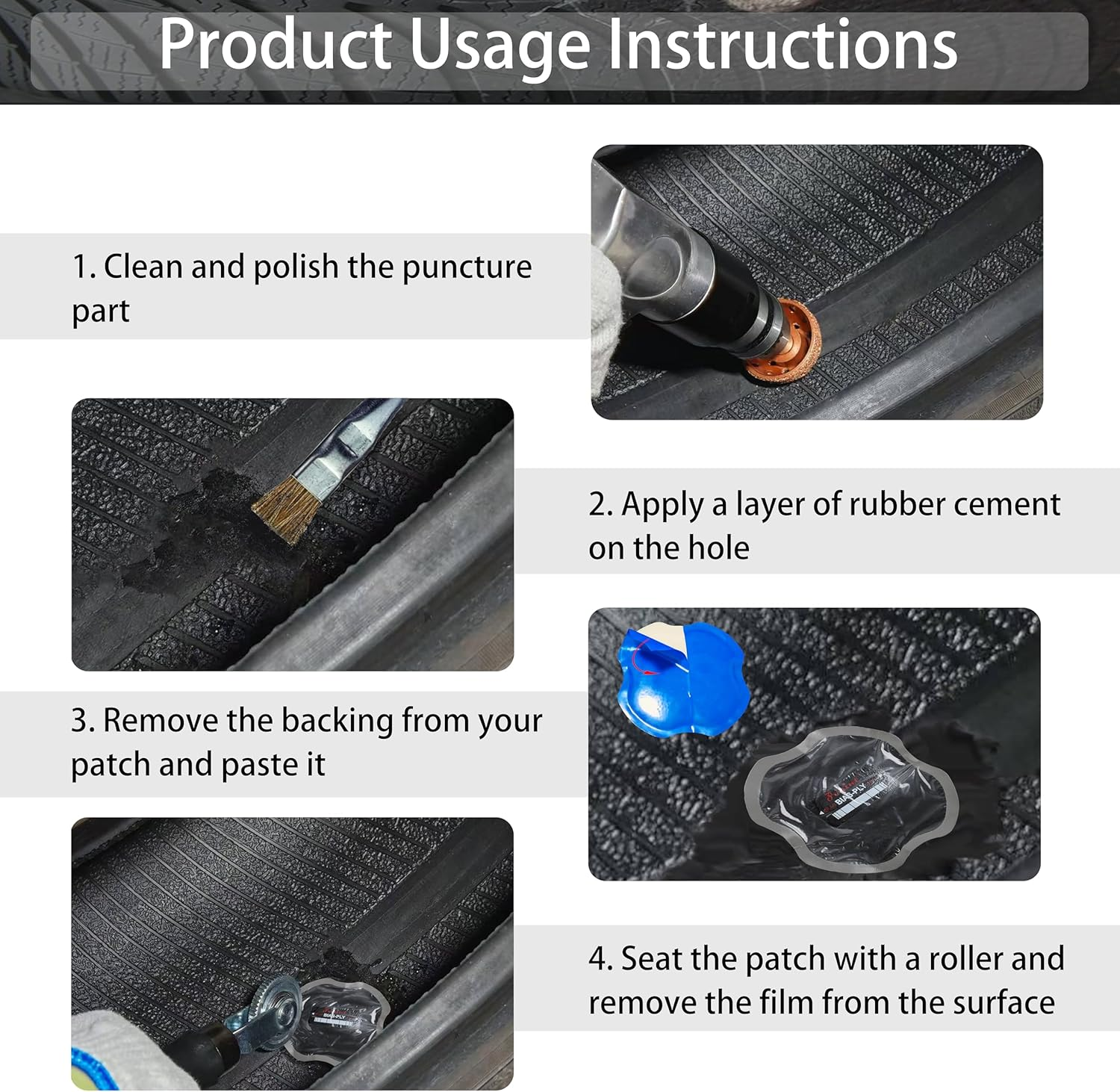 5" X 3" 2 Ply 9Pcs Radial Repair Patch, Heavy Duty Tire Patches, Tire Puncture Repair Patch for Car Truck Bus Tractor Agricultural Vehicles (TP-R07) image number 1