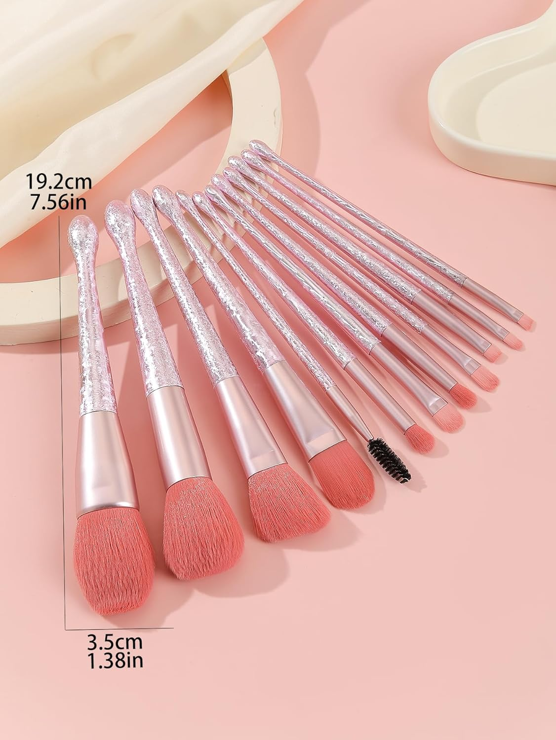 BRUSH ARTIST 12 Pcs Premium Synthetic Pink Makeup Brush Set with Makeup Bag Face Powder Brush, Contour Brush, Blush Brush, Eyeshadow Brush, Eyebrow Brush, Concealer Brush Travel Size image number 2