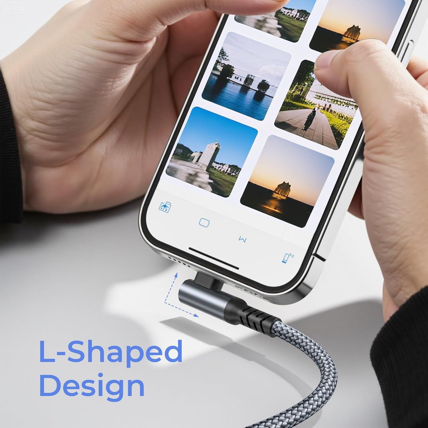 Basesailor for Iphone 14 13 Charger Cable Right Angle 2M,90 Degree USB C to Lightning Cord with USB a Adapter Fast Charging Power Cord for Apple Iphone 12 11 Pro Max plus XS XR X 8 7 6 plus Se,Ipad 9 image number 2