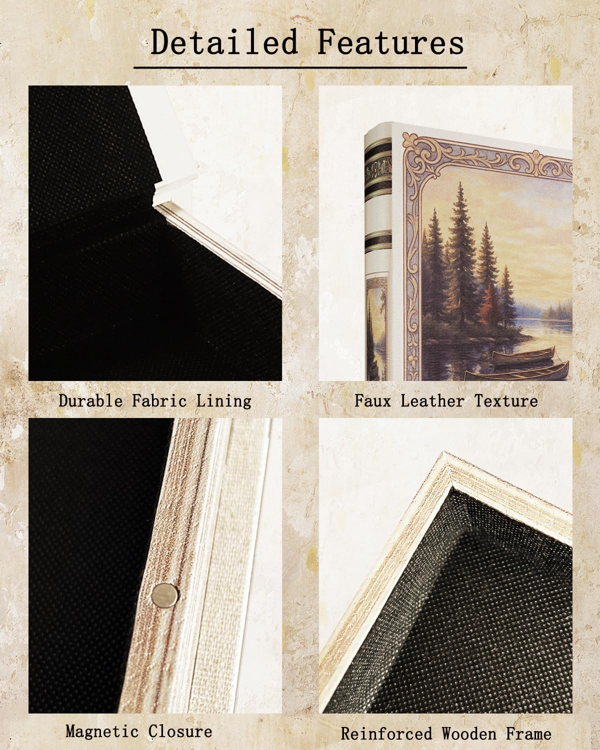 Decorative Wooden Book Box - Vintage Faux Book Boxes with National Park Design, Secret Storage with Magnetic Closure, Leather Cover, Perfect for Home Office Bookshelf (1 X Voyageurs)