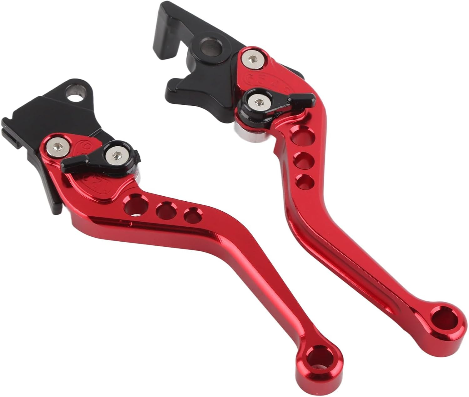 Aluminum Motorcycle Clutch Drum Brake Lever Handle, Pair (Red) - Red image number 4