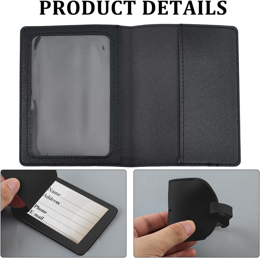 CALFOVERA 2 Sets Metallic Airplane Pattern Luggage Tag Mr and Mrs Honeymoon Passport Wallets Travel Holder PU Leather Black Couple Passport Cover Blocking Card Slots Rfid Case Suitcase for Women Men image number 3