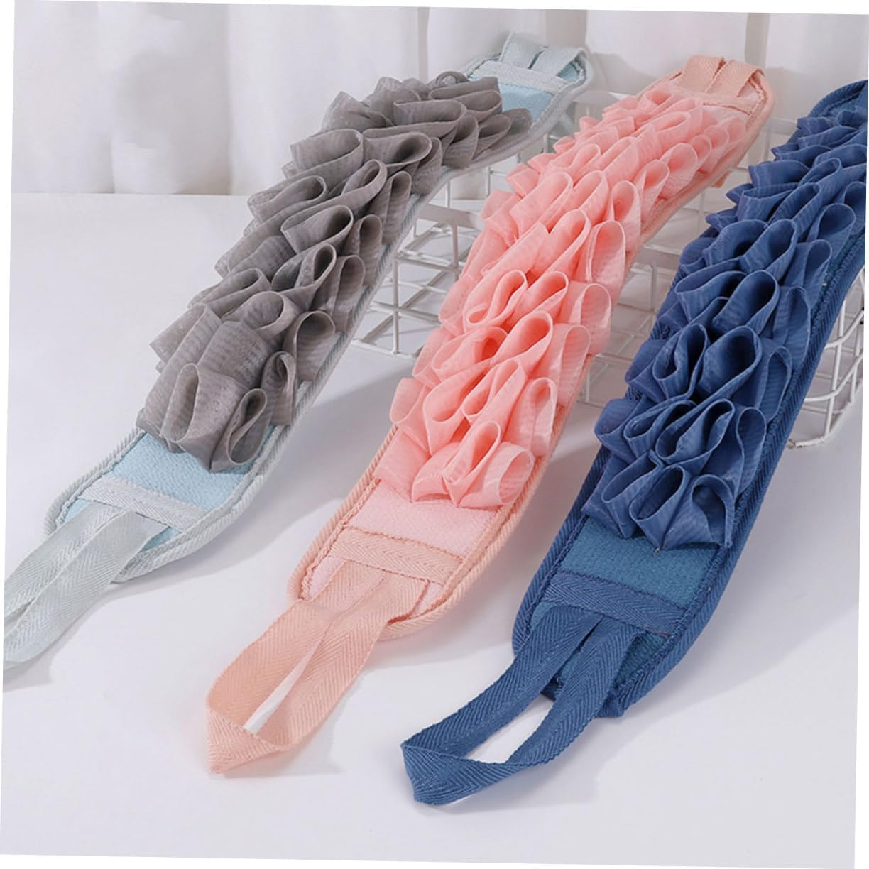 COLLBATH 3Pcs Portable Bath Shower Scrubber Exfoliating Back Scrubber Washing Strap for Ages image number 3