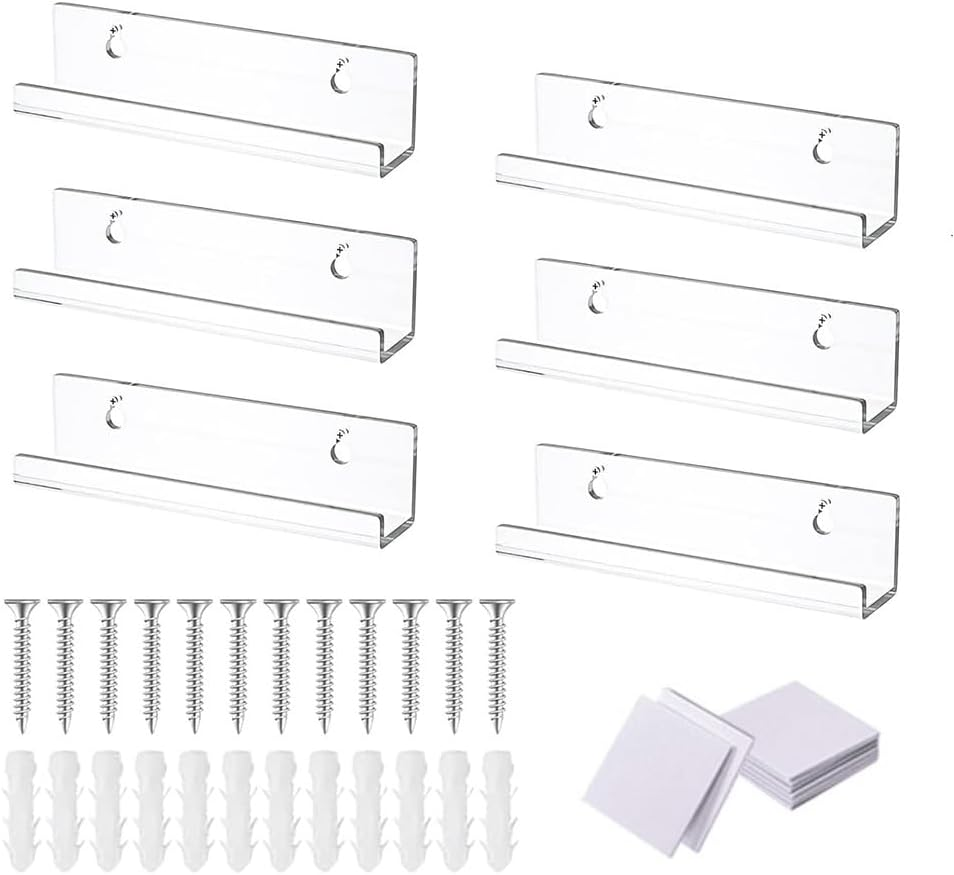 Acrylic Vinyl Record Floating Shelves 6 Pack, Acrylic Record Shelf for Display, Vinyl Record Display Holder(7Inch) B image number 4