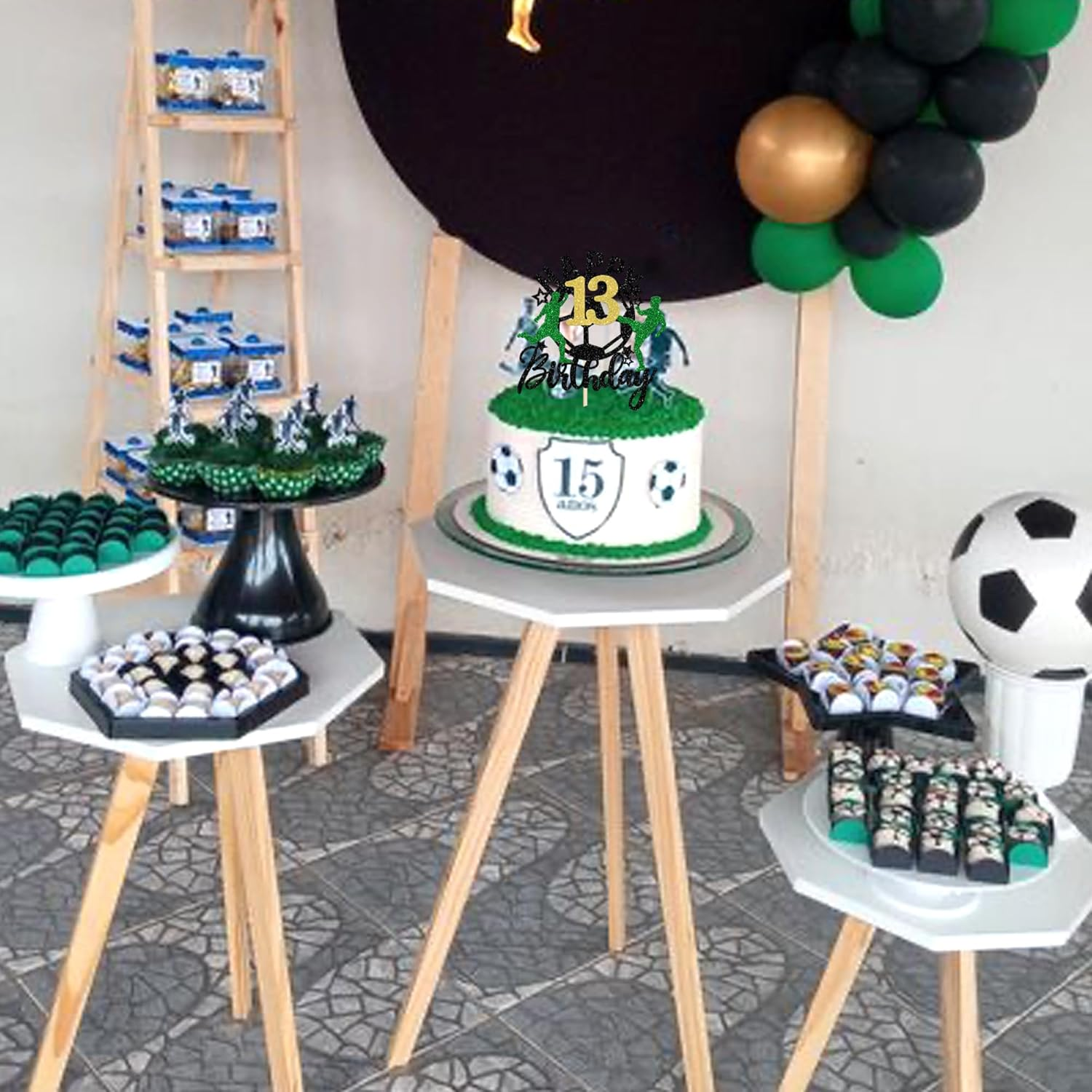 1 Pack Soccer Happy 13Th Birthday Cake Topper Sport Soccer Ball Cake Picks for Football Theme Teenagers 13Th Birthday Party Cake Decorations Supplies - 13Th image number 5