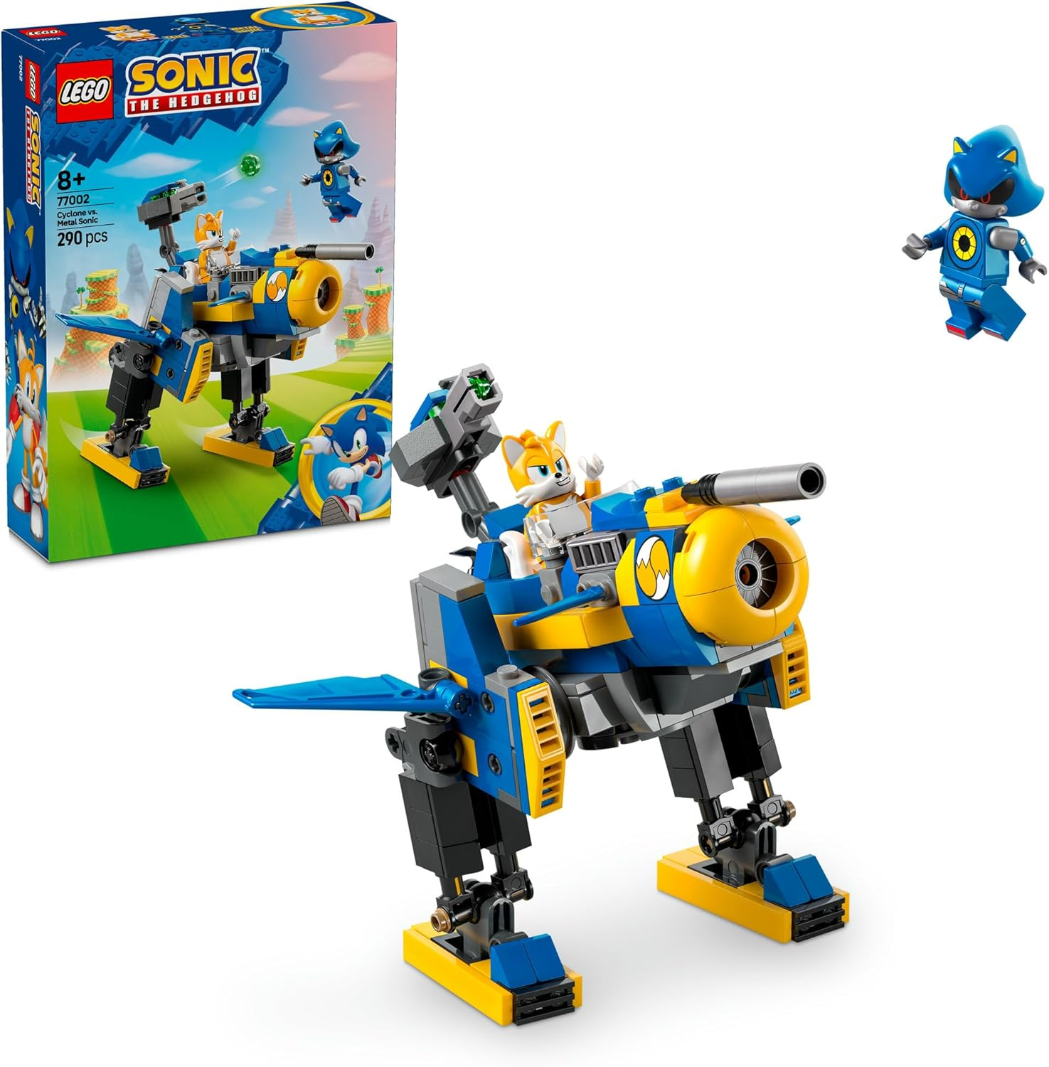 LEGO Sonic the Hedgehog Cyclone Vs. Metal Sonic Toy for 8+ Year Old Boys & Girls, Building Set with a Mech Action Figure and 2 Video Game Character Minifigures, Kids Toy for Gamers 77002 image number 1