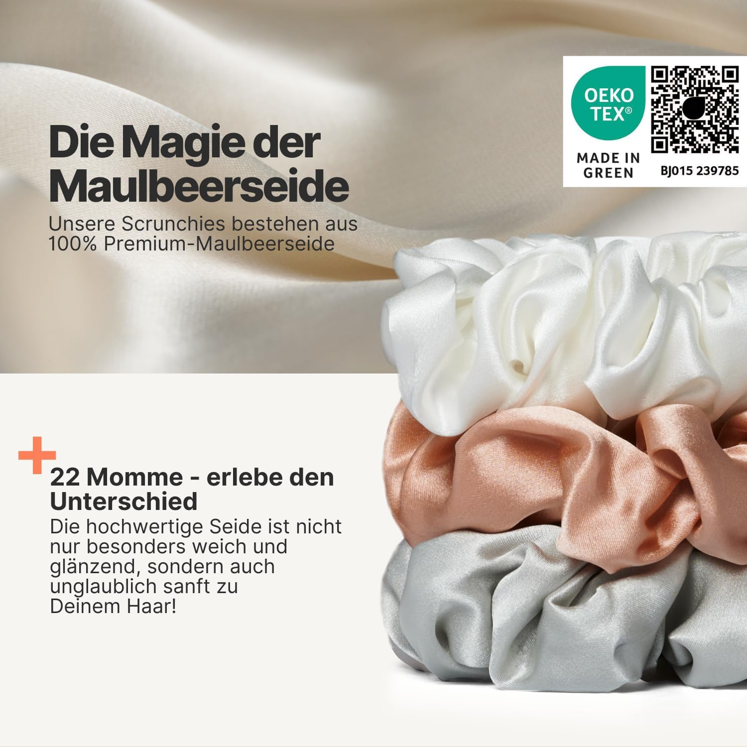 IMPERIO Silk Scrunchies in Exclusive Gift Box - Premium Silk Hair Bobbles Made of 100% Pure Mulberry Silk in 22 Momme Quality - Gentle on Hair against Hair Breakage (Unique)