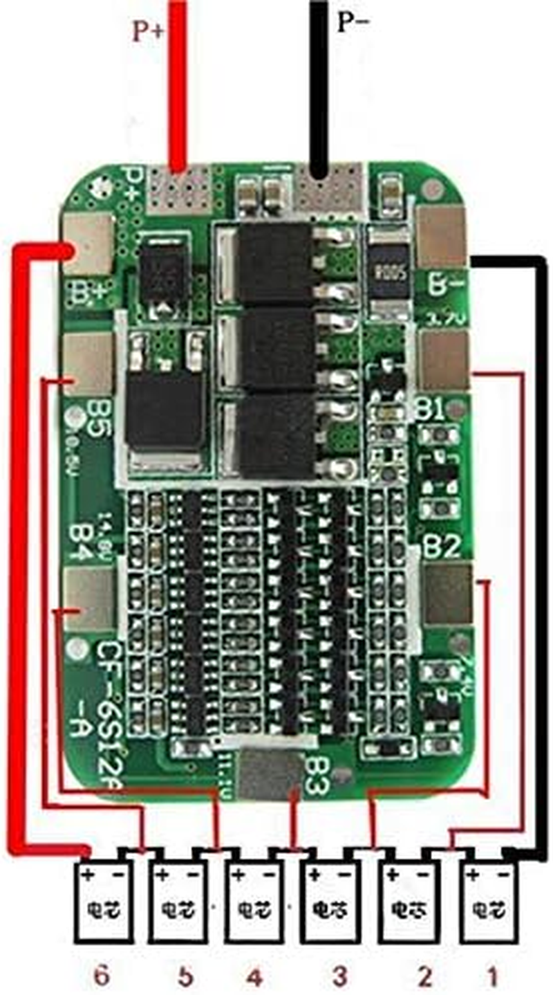 TECNOIOT 5Pcs 6S 15A 24V PCB BMS Protection Board for 6 Pack 18650 Li-Ion Lithium Battery image number 5