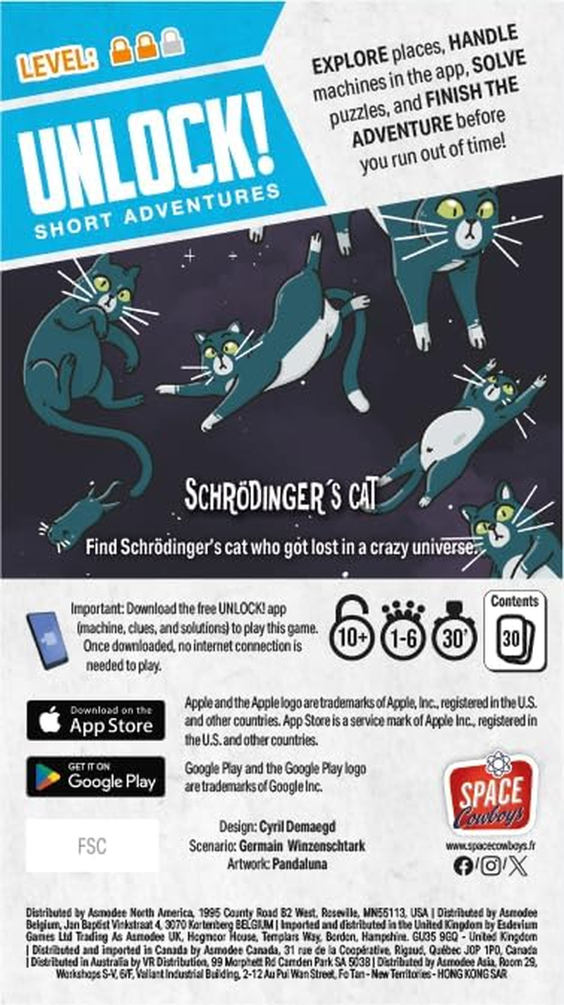 SPACE Cowboys | Unlock! Short Adventures 8: Schrodinger'S Cat | Escape Room Card Game | Ages 10+ | 1-6 Players | 30 Minutes Playing Time image number 3
