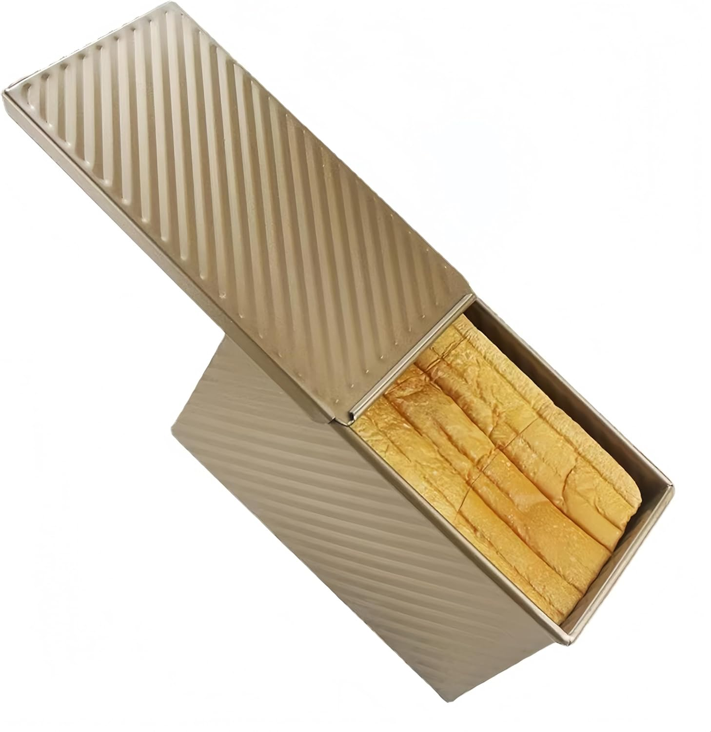 Pullman Loaf Pan 1 Pack, 450G Non-Stick Bread Pan with Lid Carbon Steel Gold Toast Box Mold with Cover for Bakeware Bread, Bread Pans for Homemade Bread, Baking Bread image number 4