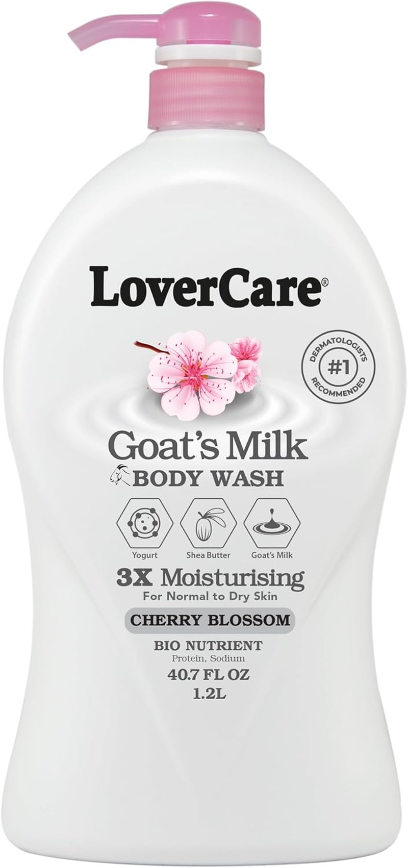 Lovercare Combo Goat Milk Moisturizing Body Wash Shower Cream Cherry Blossom 40.7 Fl Oz Goat Milk Cherry Blossom Body Lotion 27 Fl Oz image number 3
