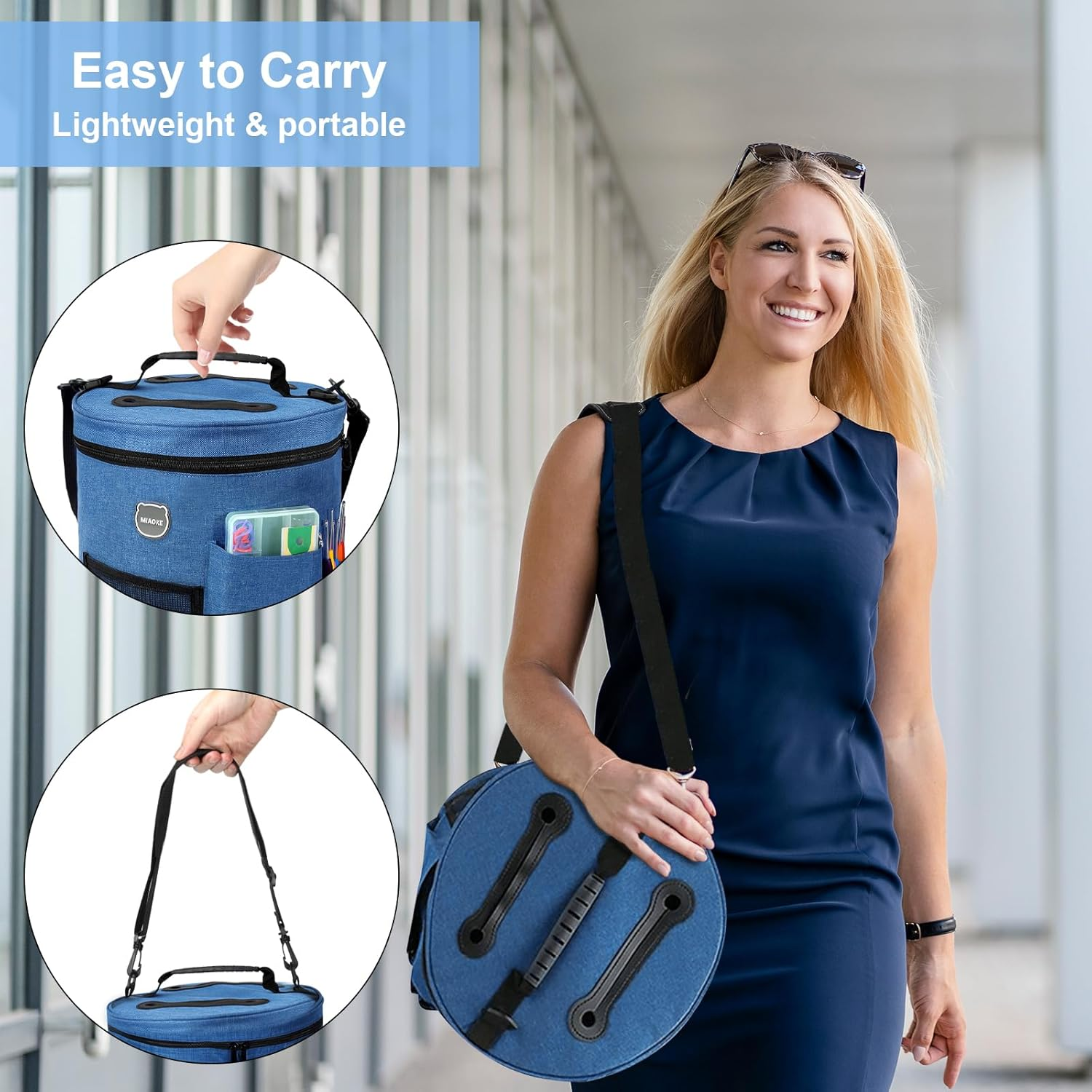 MIAOKE 79Pc Crochet Kit, Large Knitting Bag Yarn Storage Organizer, Crocheting Starter Kits with Waterproof Bag, Beginner Knitting Accessories Set, for Beginners Adults Travel Crochet Supplies