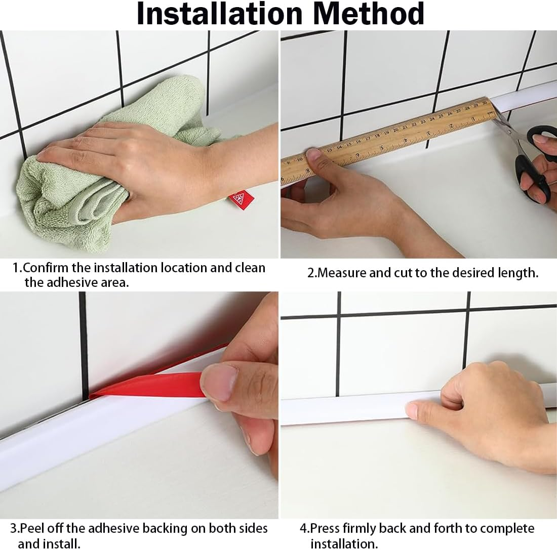 118 Inch Flexible Quarter round Molding,Bendable Molding Trim,Peel and Stick Silicone Rubber Edge Trim for Floor,Wall Corner,Kitchen,Living Room,Staircase,Bathroom image number 6