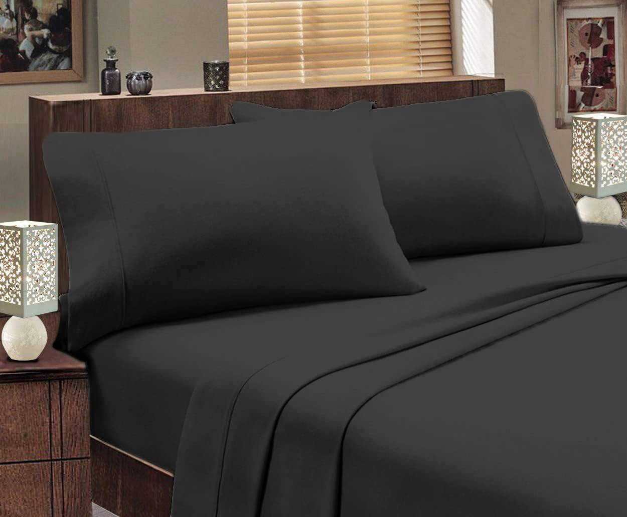 Ramesses Egyptian Flannelette Sheet Set, Single, Charcoal