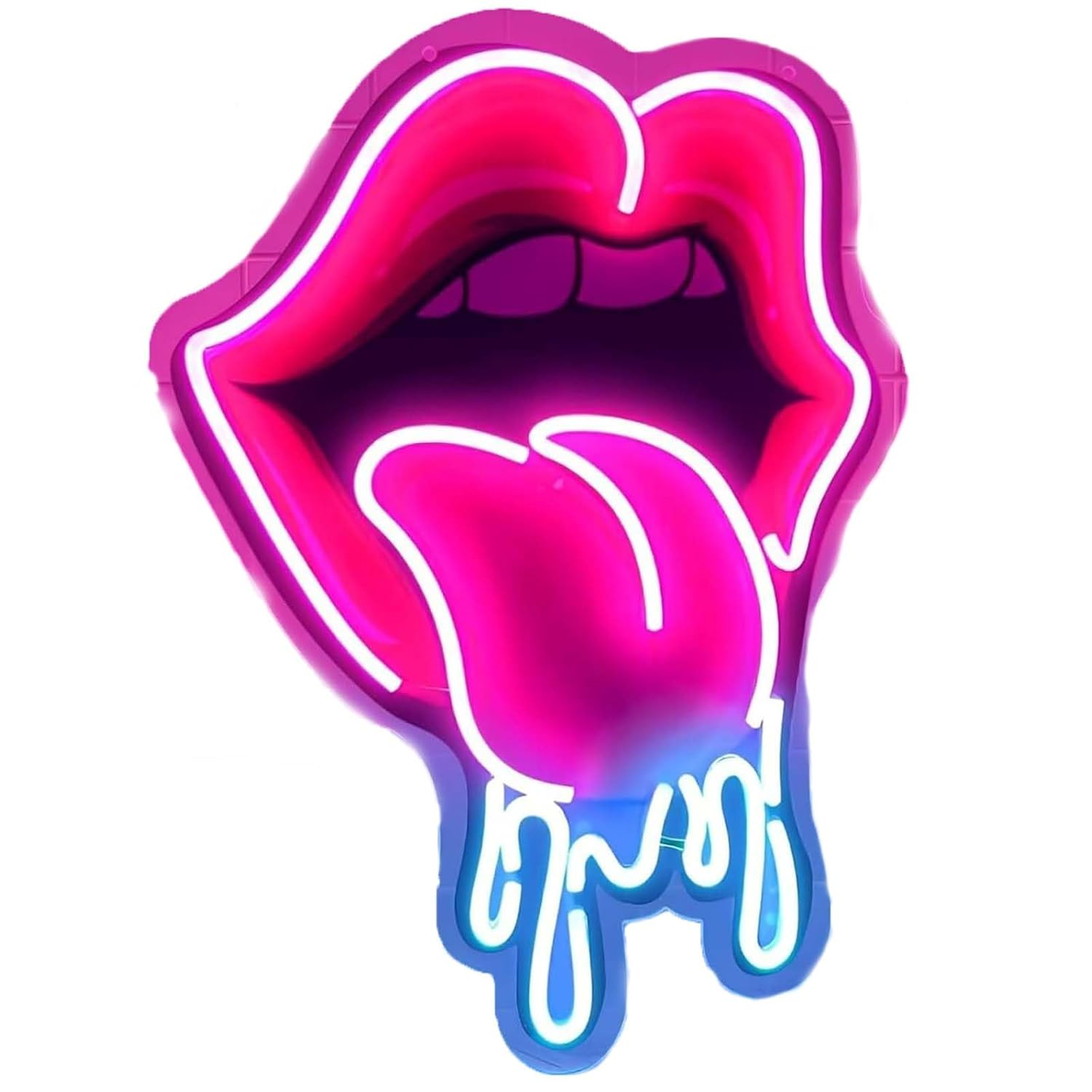 Lips Neon Sign, Dripping Lips Wall Art, Neon Lights LED for Wall Decor, Tasty UV Print Neon Sign for Bar Party Wedding Living Room Lounge image number 2