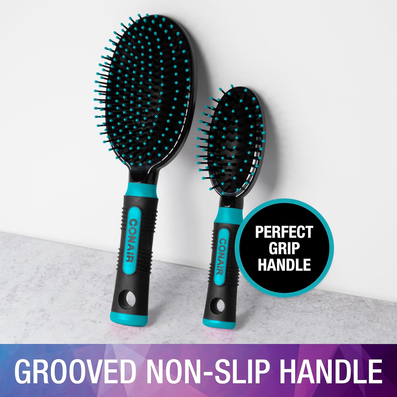 Conair Salon Results Hairbrush Set - Travel Hair Brush - Hairbrushes for All Hair Types - Curly Hair Brush - Hairbrush - Detangler Brush - Travel Size + Full-Size Brush image number 3
