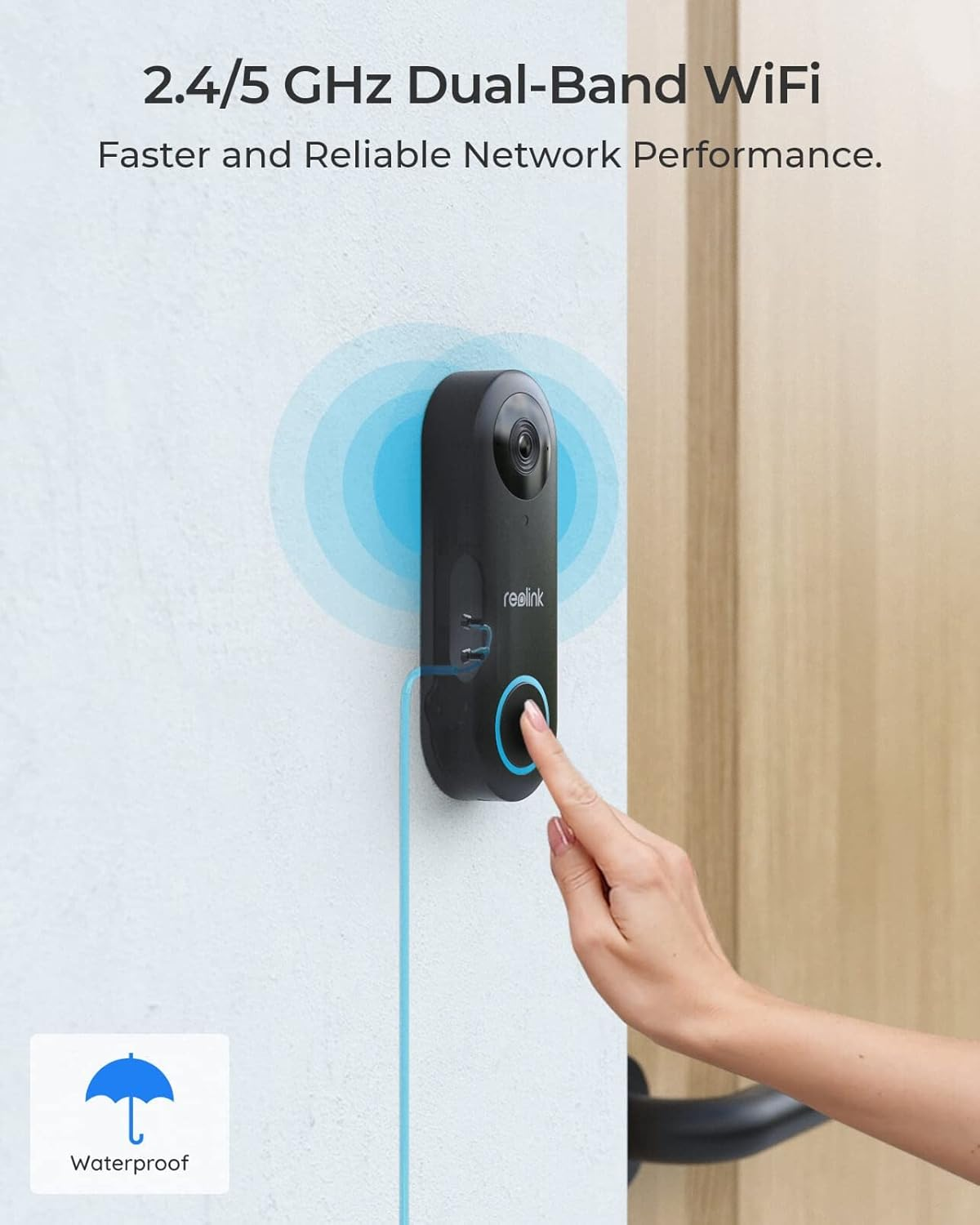 Reolink Video Doorbell with Chime, 5MP Ultra HD Wired Doorbell with Camera, 2.4/5Ghz Wifi, Personal Detection Alarms, 180&deg; Ultra Wide Angle, 2-Way Audio, Remote Access, Video Doorbell Wifi