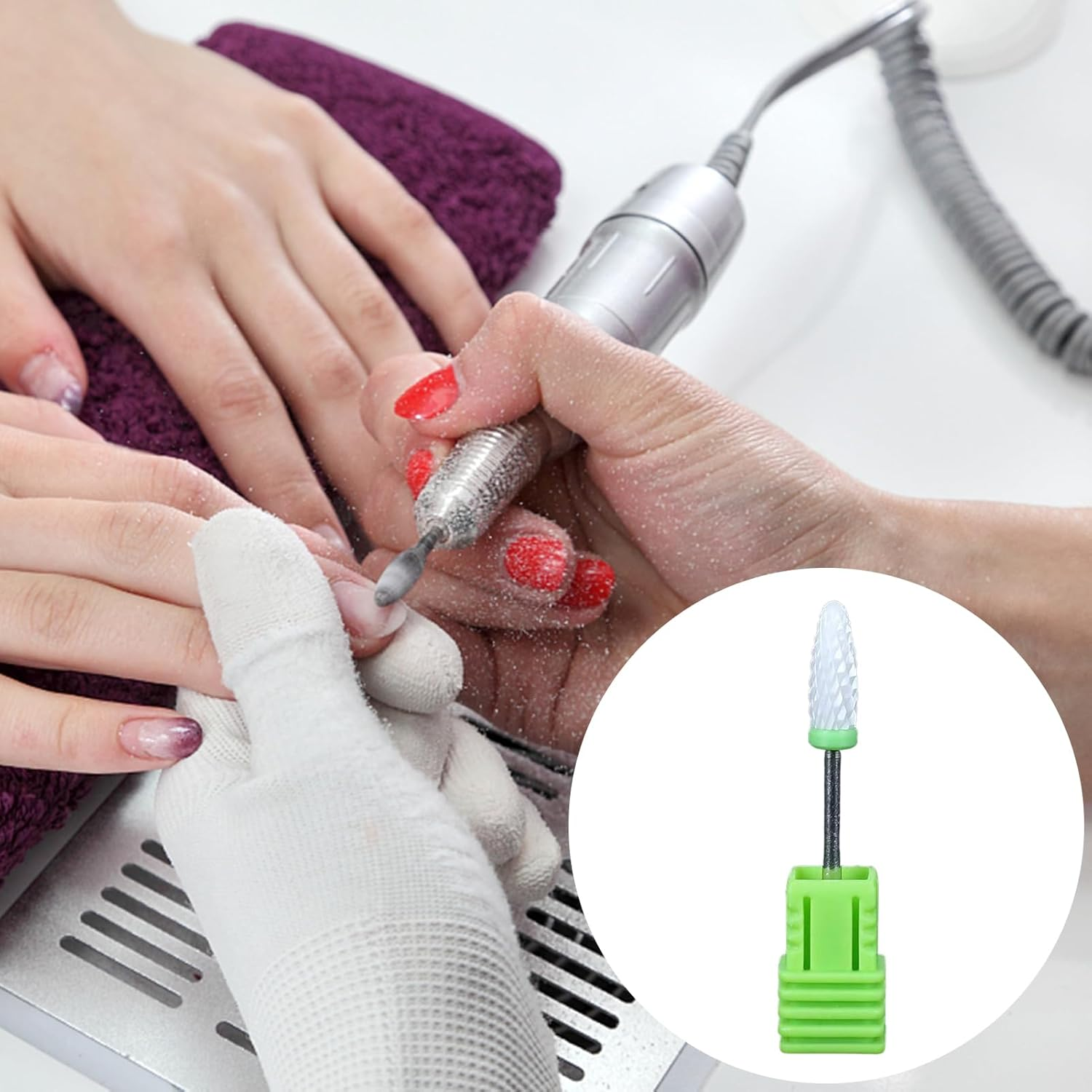 Ceramic Nail Drill Bits | Drill Bit Professional Nail, Bits for Rotary Tool Accessories, Cuticle Clean File for Nails Electric Manicure Head Replacement Device - Small Pointed Tip image number 6