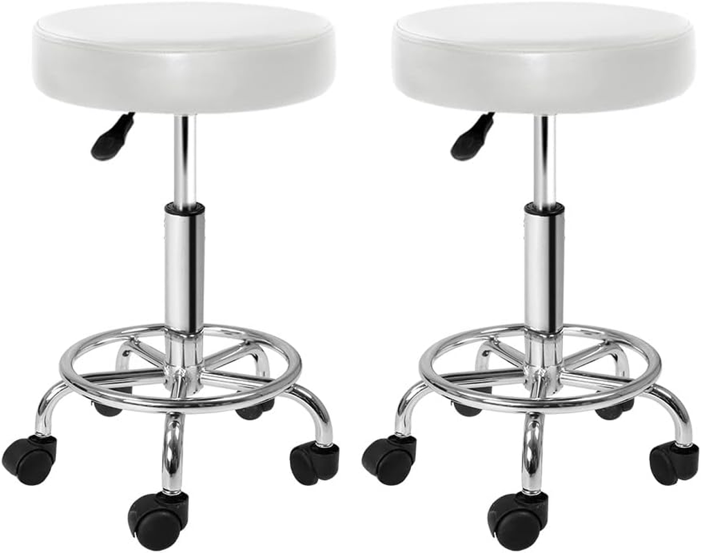 Artiss round PU Salon Stool, Bar Stools Swivel Lounge Drafting Chair Piano Guitar Seat Barber Chairs Outdoor Spa Indoor Home Office Kitchen Furniture, Adjustable Height Hydraulic Lift Black