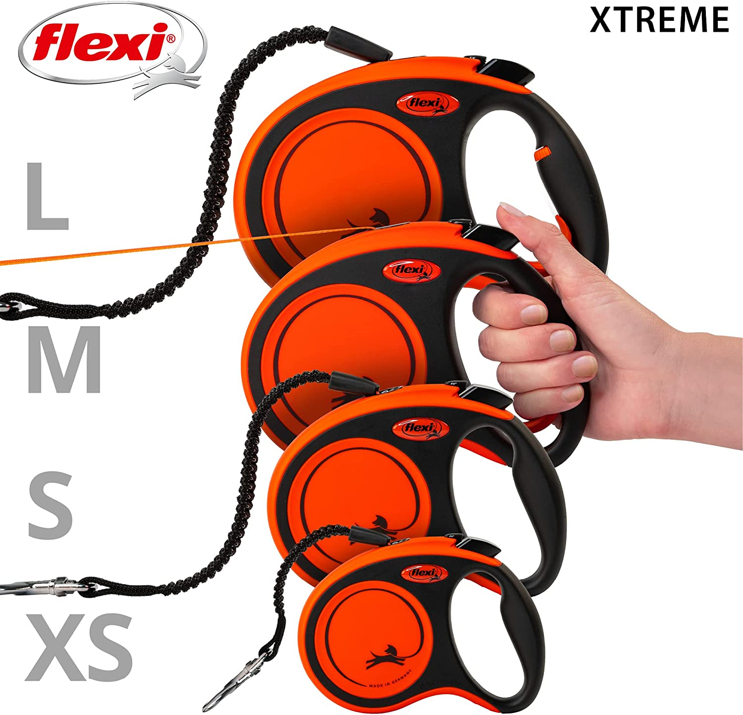 Flexi Retractable Dog Lead Xtreme Orange Medium image number 2