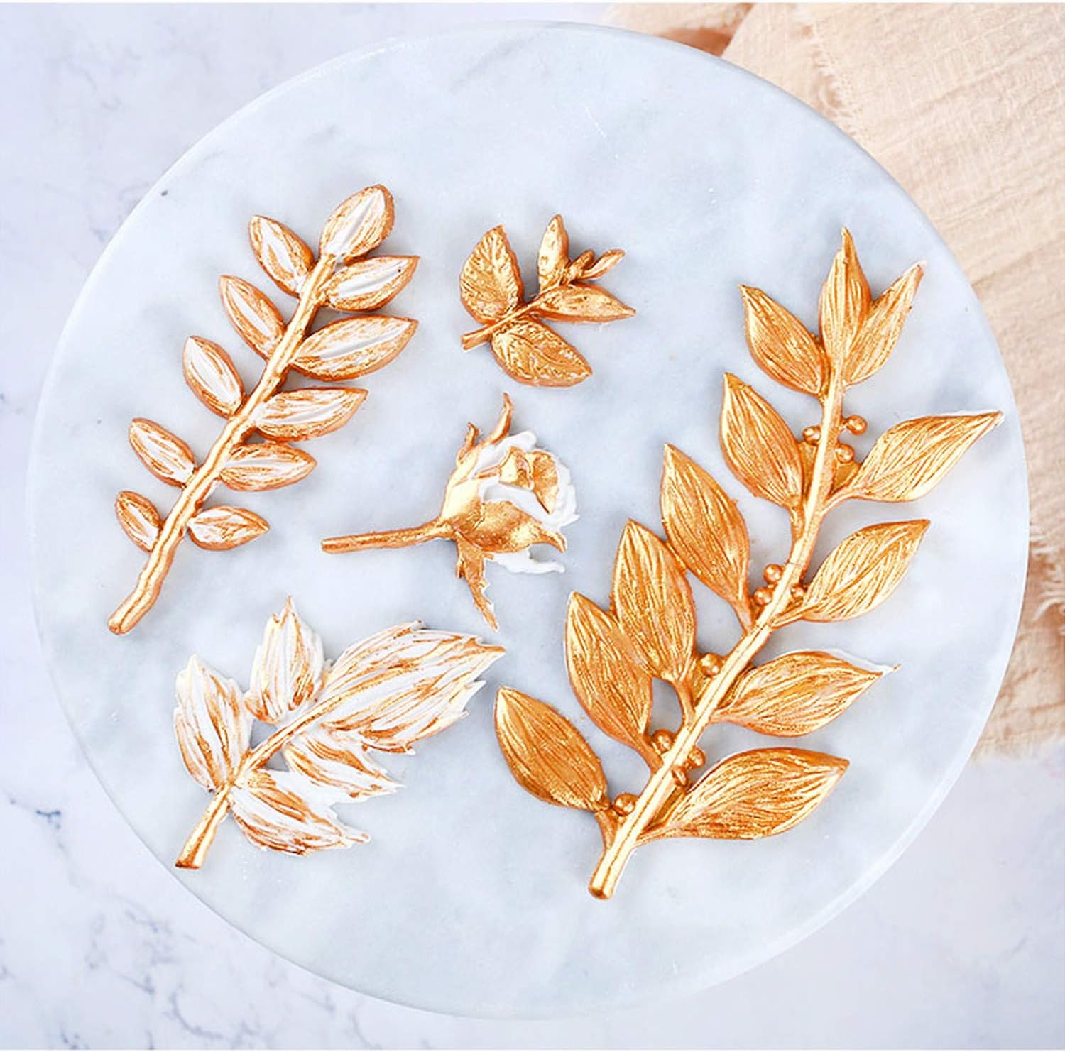 Silicone Fondant Mold Rose Leaves Fondant Mold Leaves Branch Vimen Leaves Silicone Mold Leaves Branch Fondant Mold Cake Decorating Gumpaste Icing image number 1