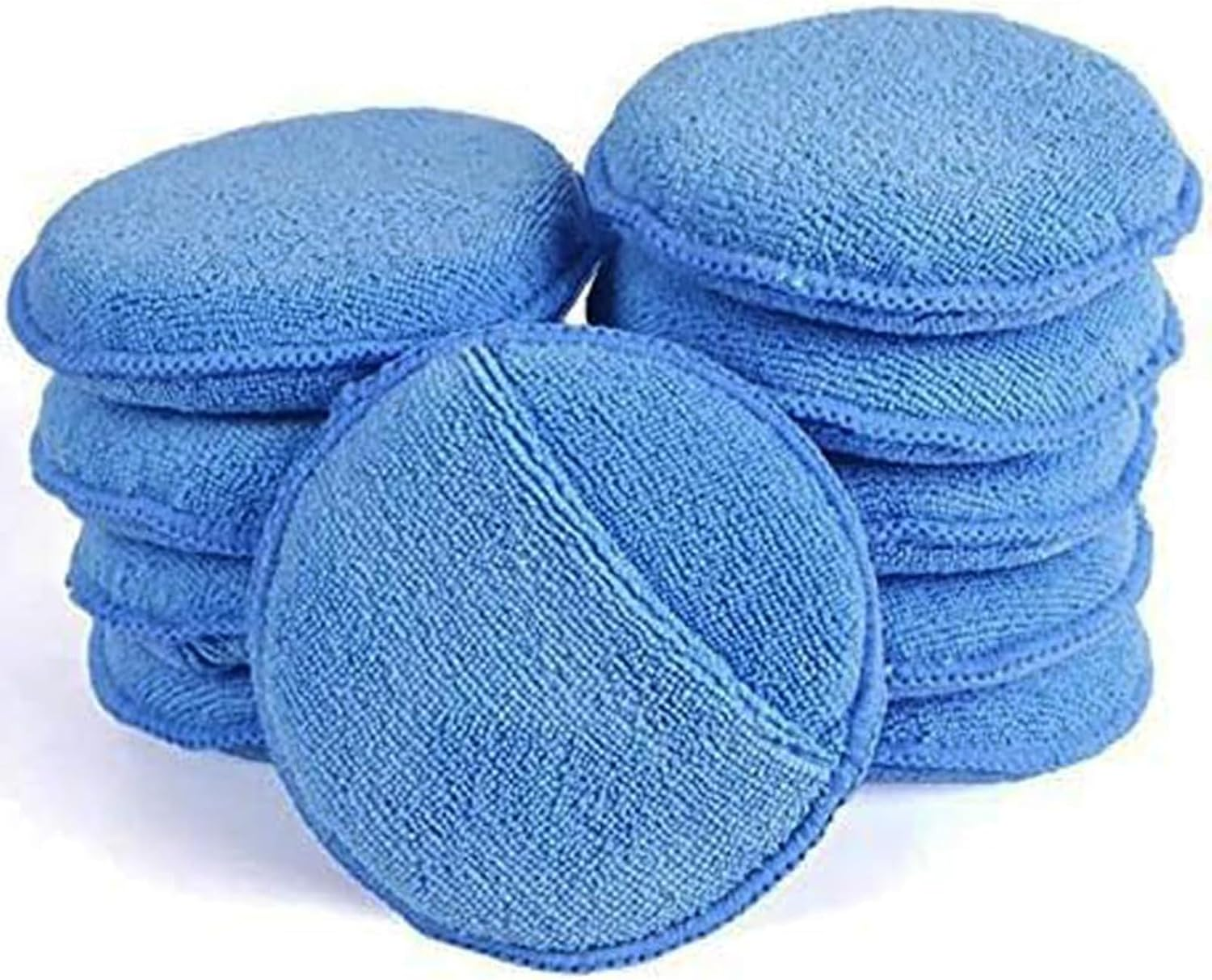Microfiber Wax Applicator Pads with Finger Pocket, Ultra Soft Foam Sponge for Car Waxing, Buffing, Polishing & Cleaning, Blue，5 Inch, 10 Pack image number 4